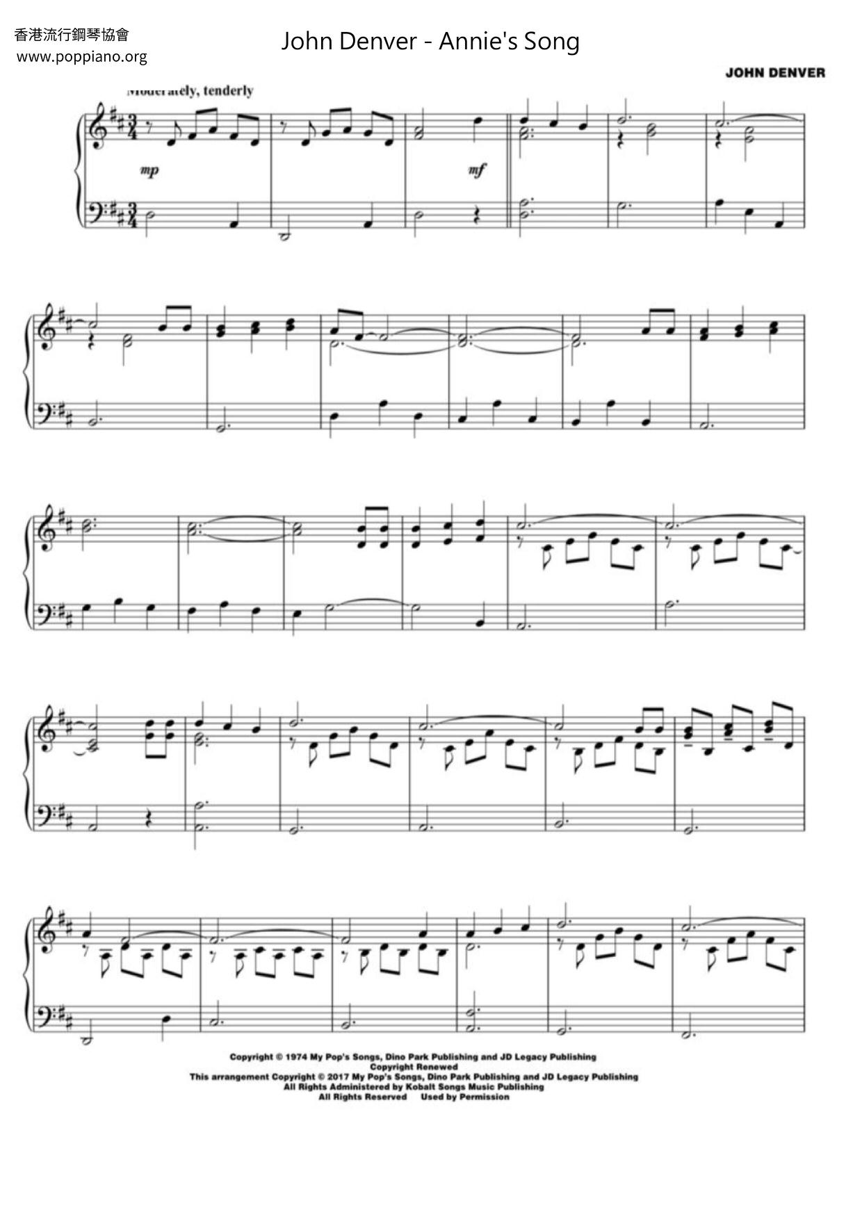 Annie's Song琴谱