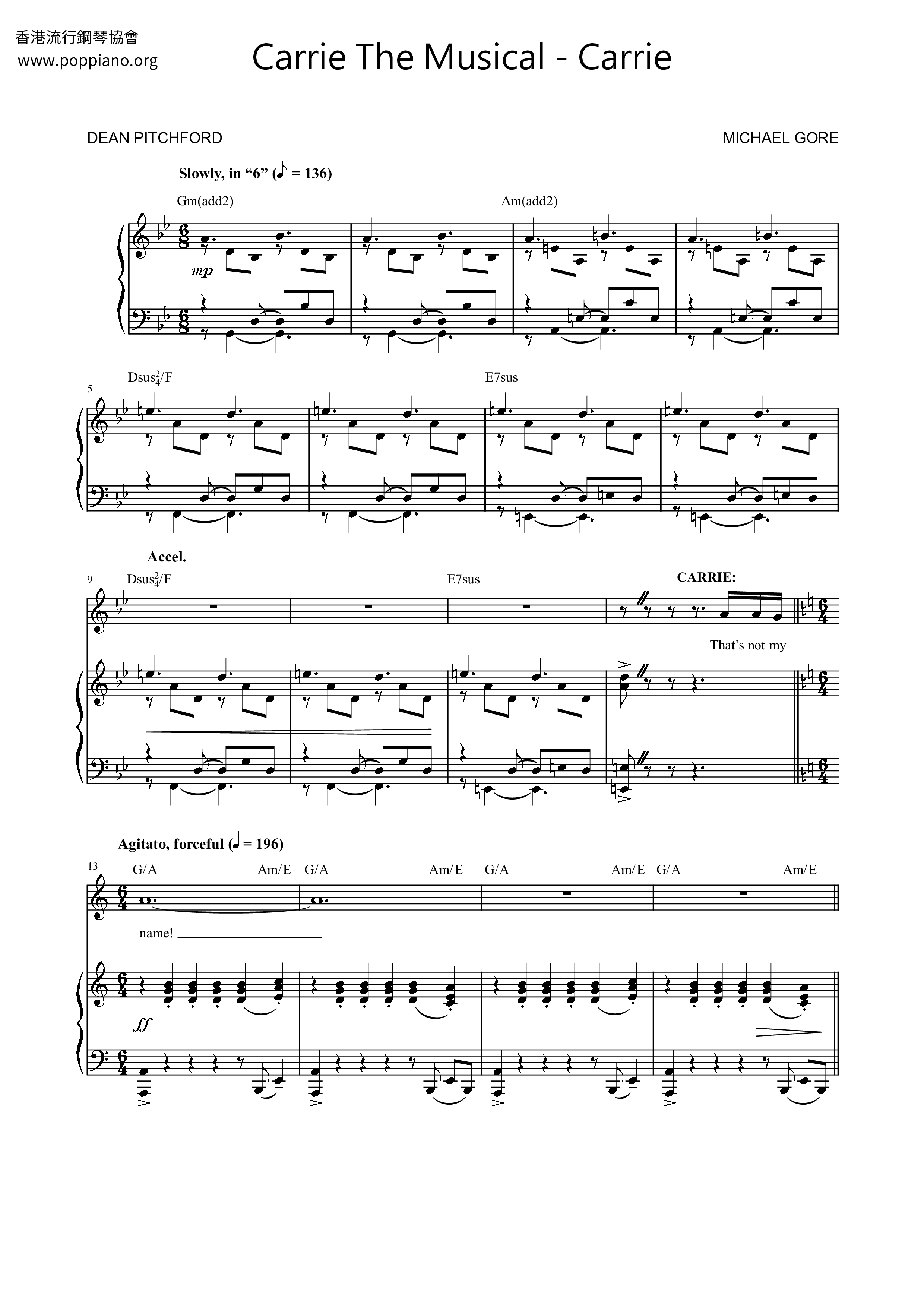 Carrie琴谱