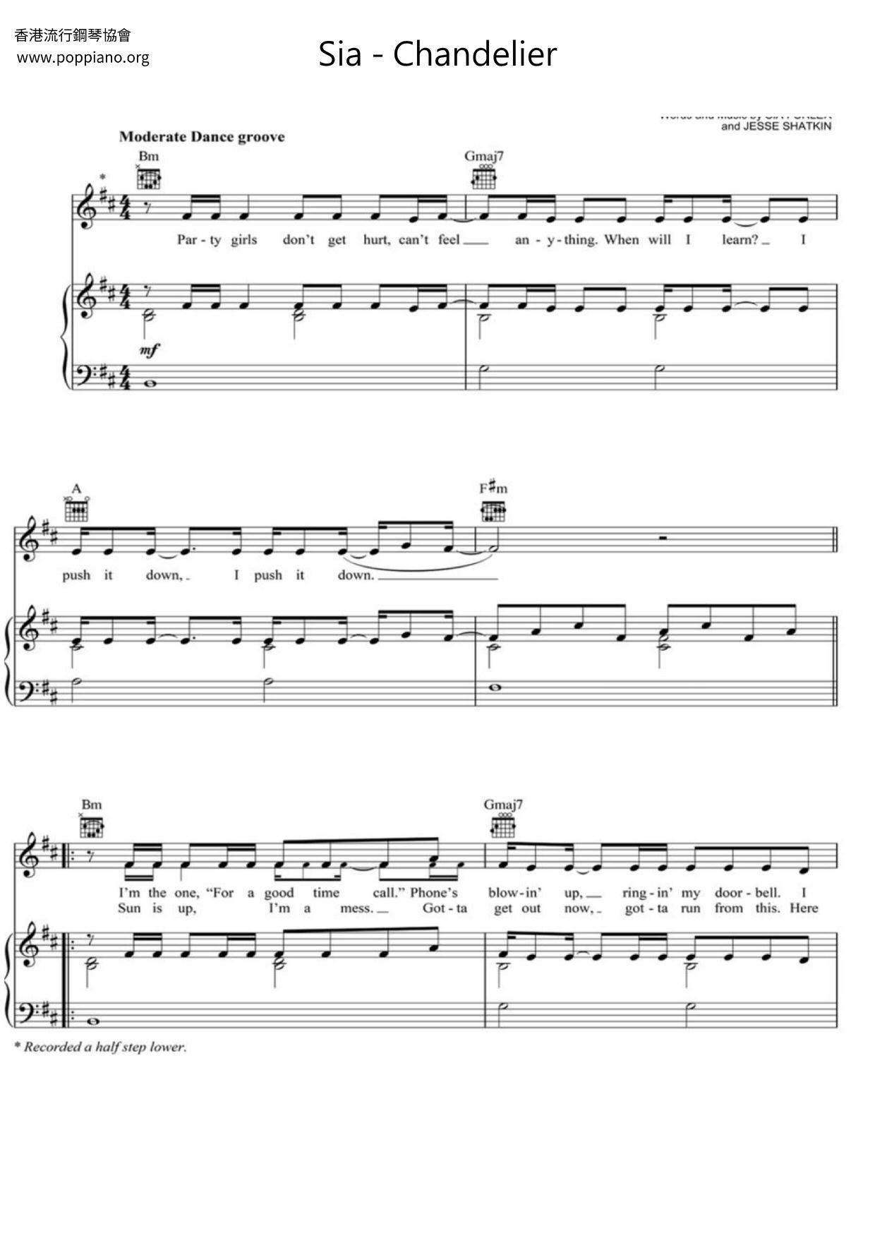Chandelier琴谱