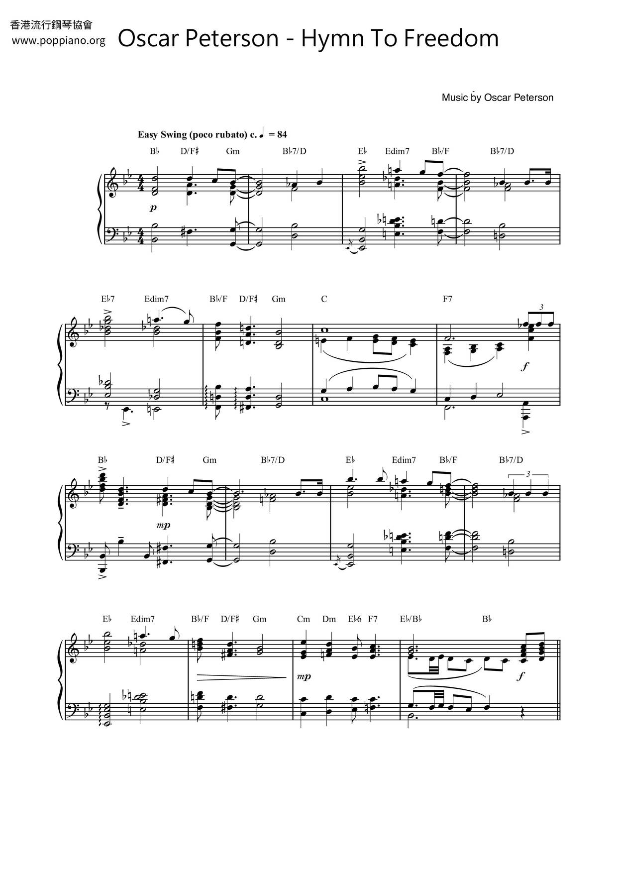 Hymn To Freedom琴谱
