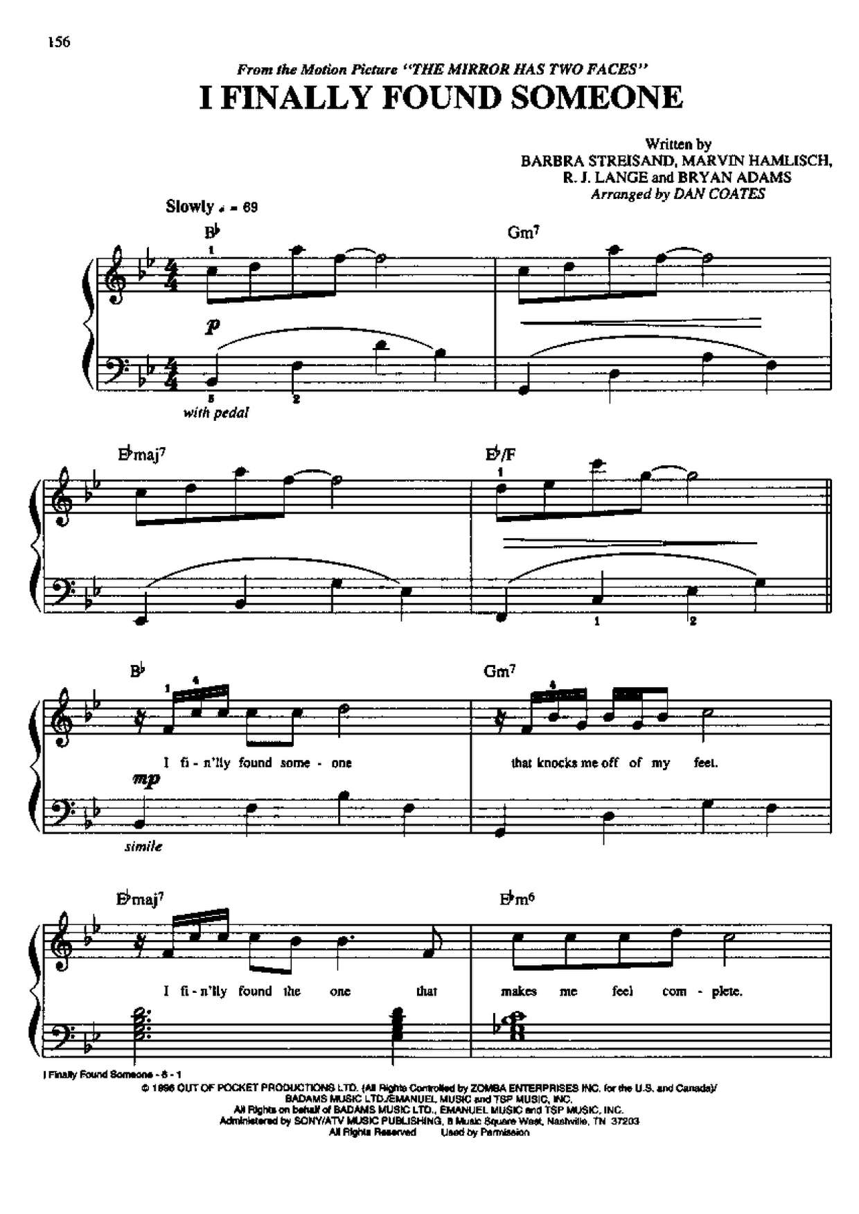 I Finally Found Someone (feat. Bryan Adams)琴谱