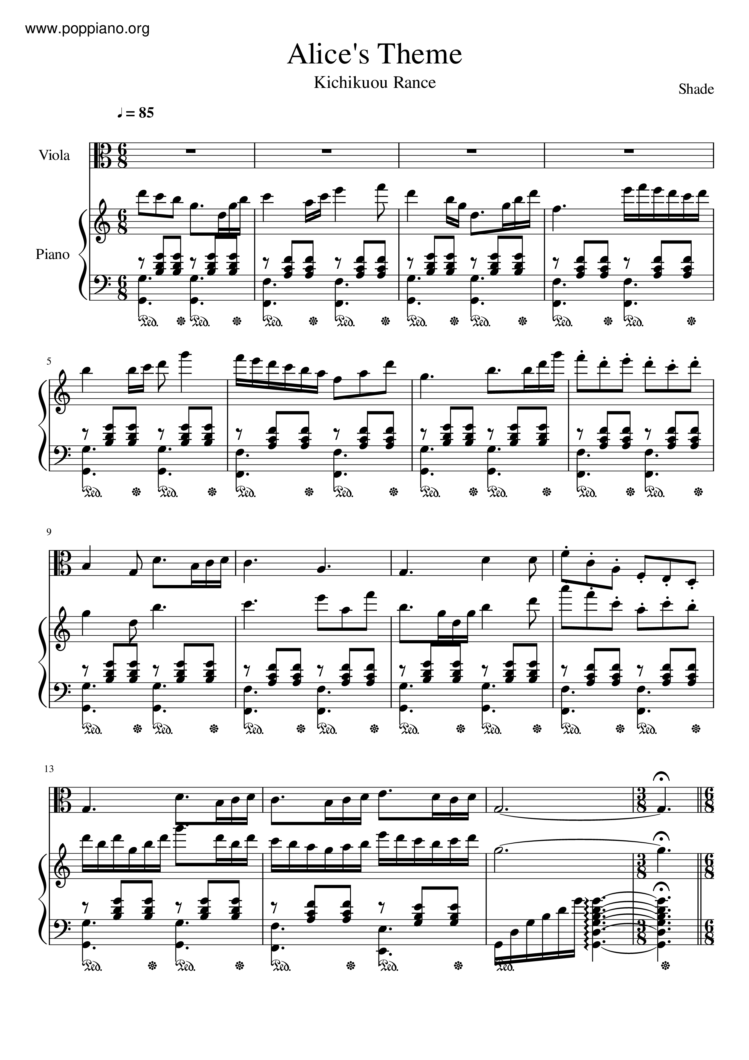 Alice In Wonderland - Alice's Theme琴谱