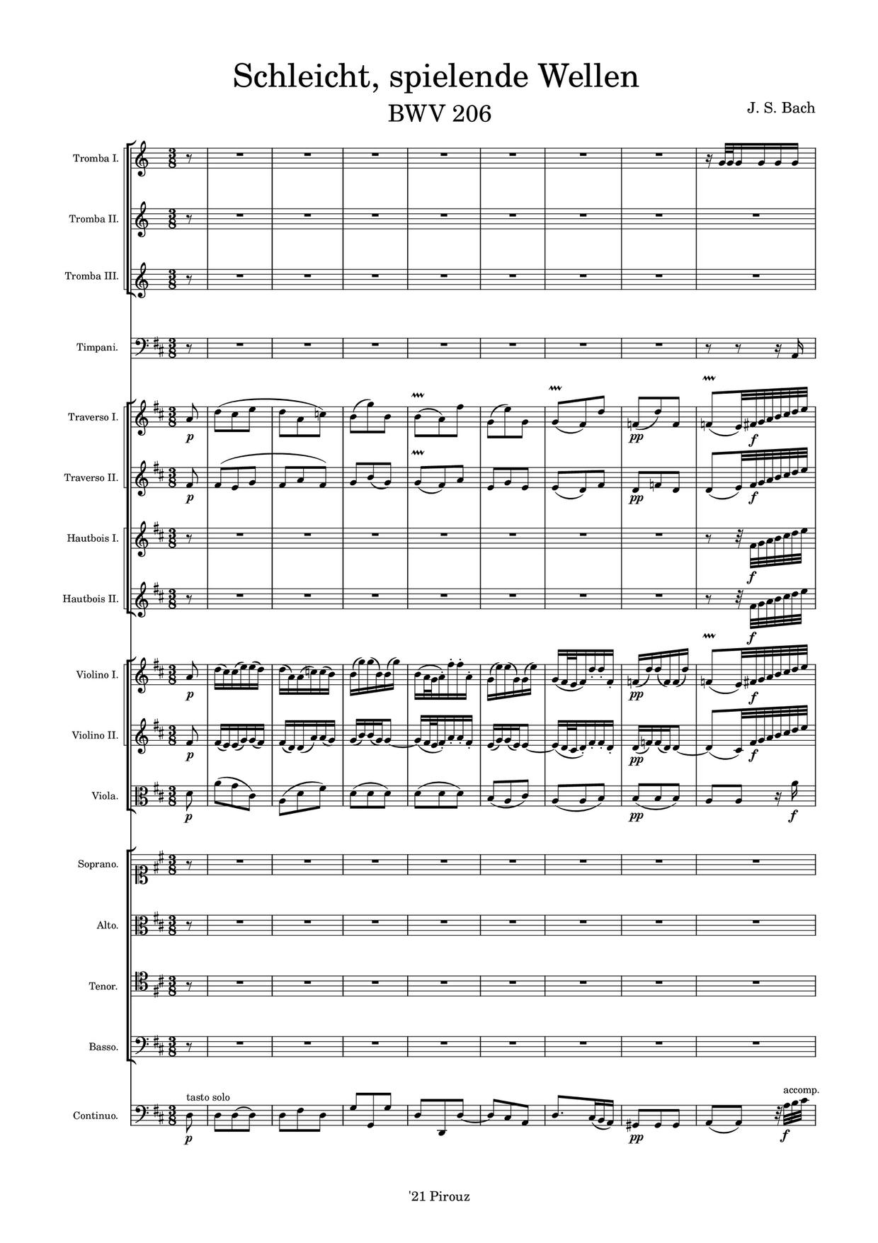 Schleicht, Spielende Wellen, BWV 206琴谱