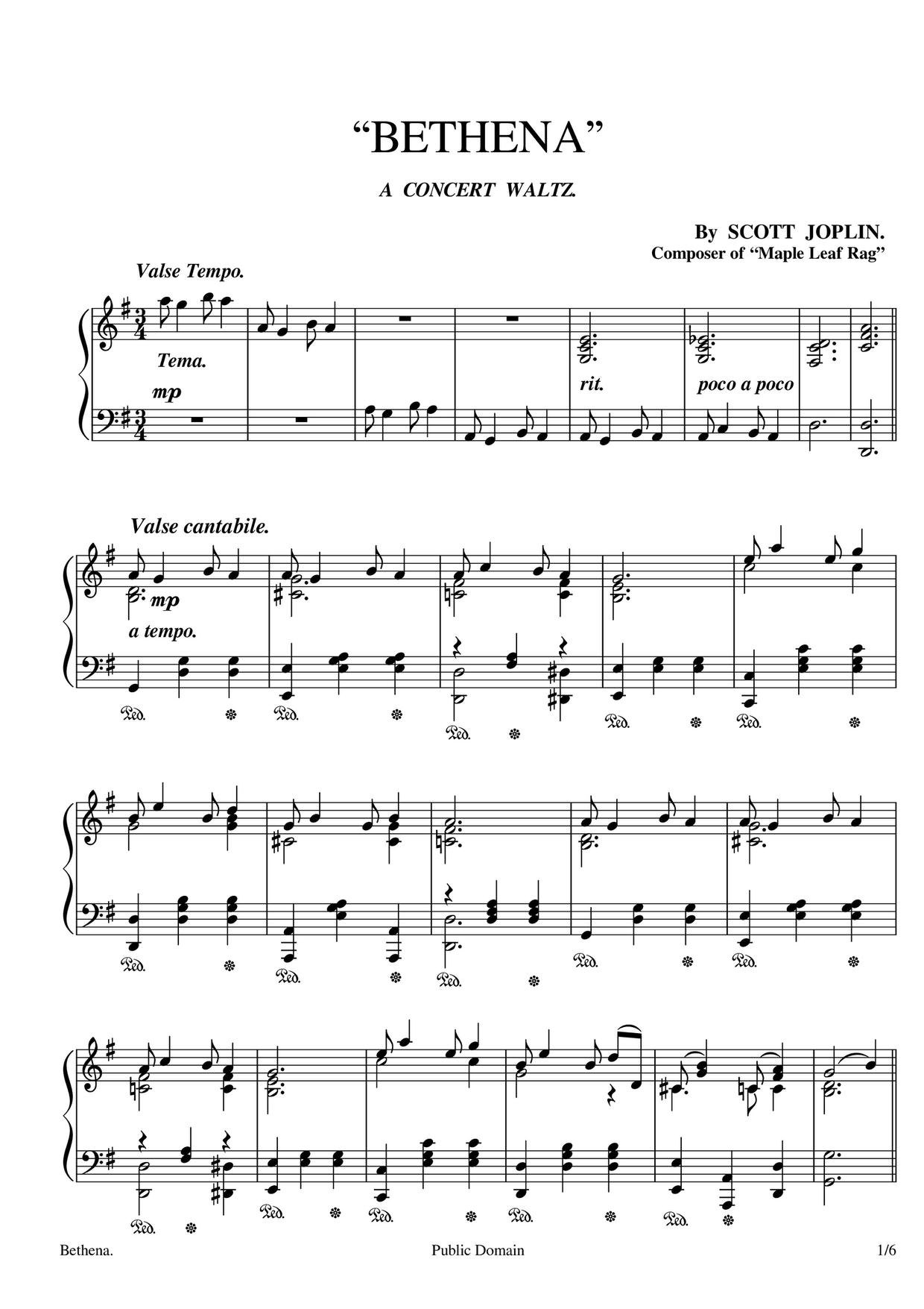 Bethena: A Concert Waltz琴谱