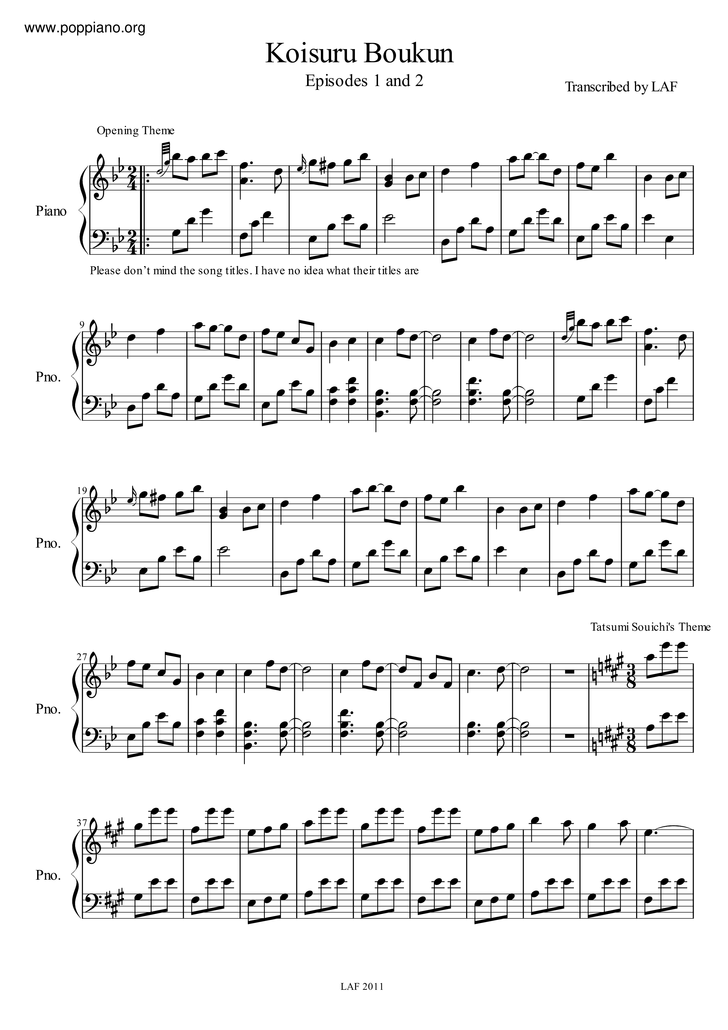 The Tyrant Falls in Love琴谱