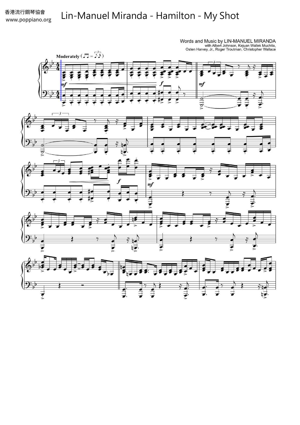 Hamilton - My Shot琴谱