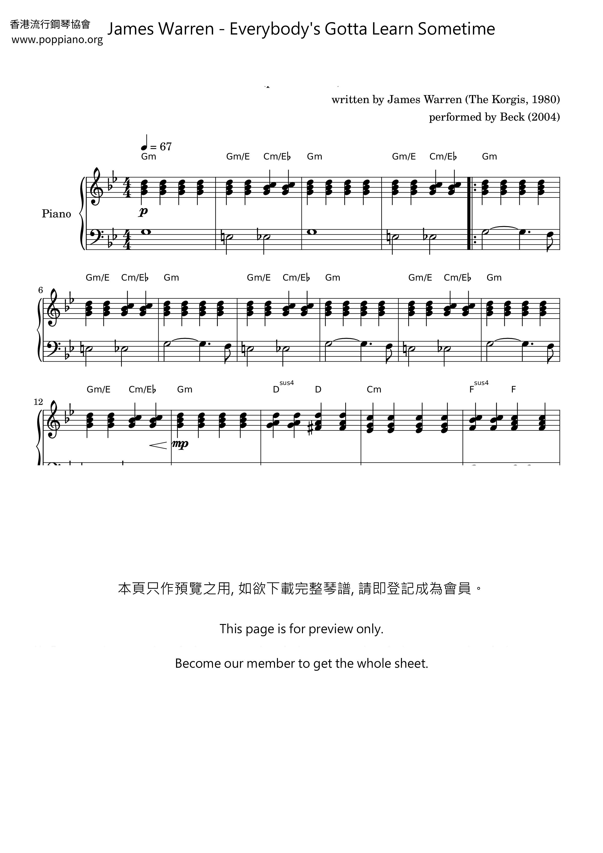 Everybody's Gotta Learn Sometime琴谱