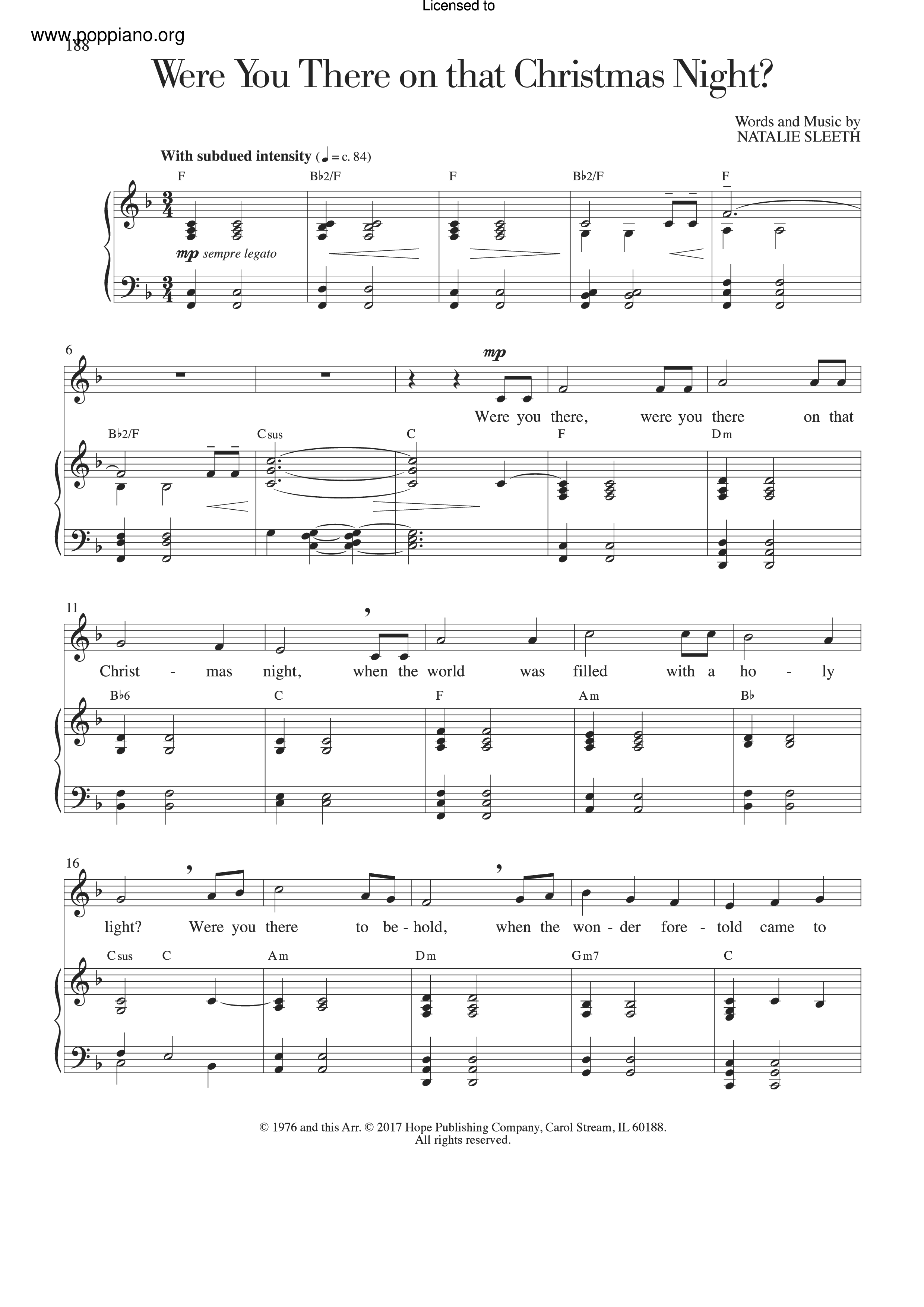 Were You There On That Christmas Night琴谱