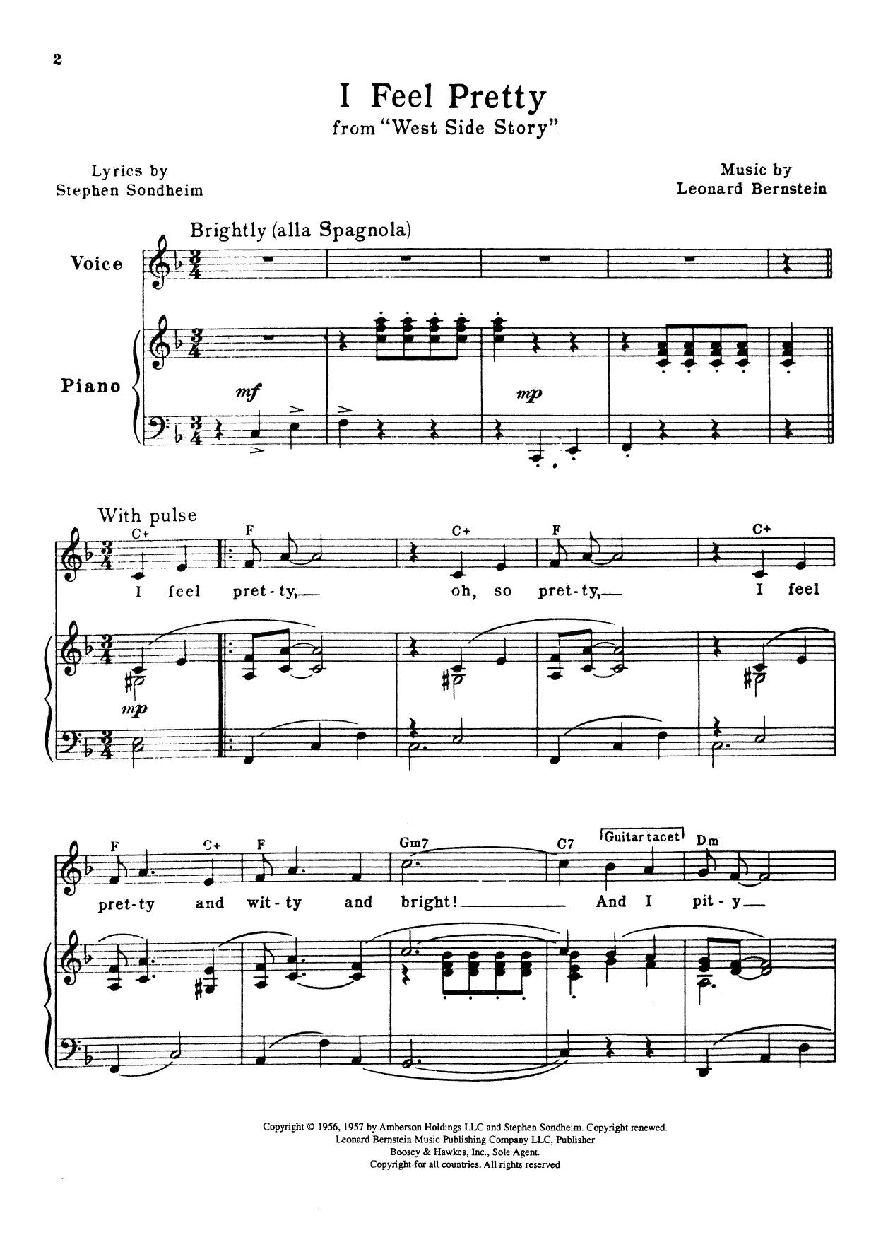 West Side Story: Act II: I Feel Pretty琴谱