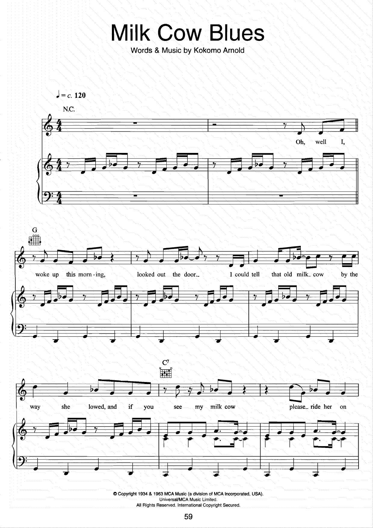 Milk Cow Blues琴谱