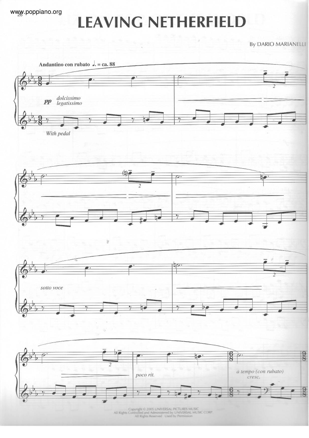 Pride & Prejudice - Leaving Netherfield琴谱