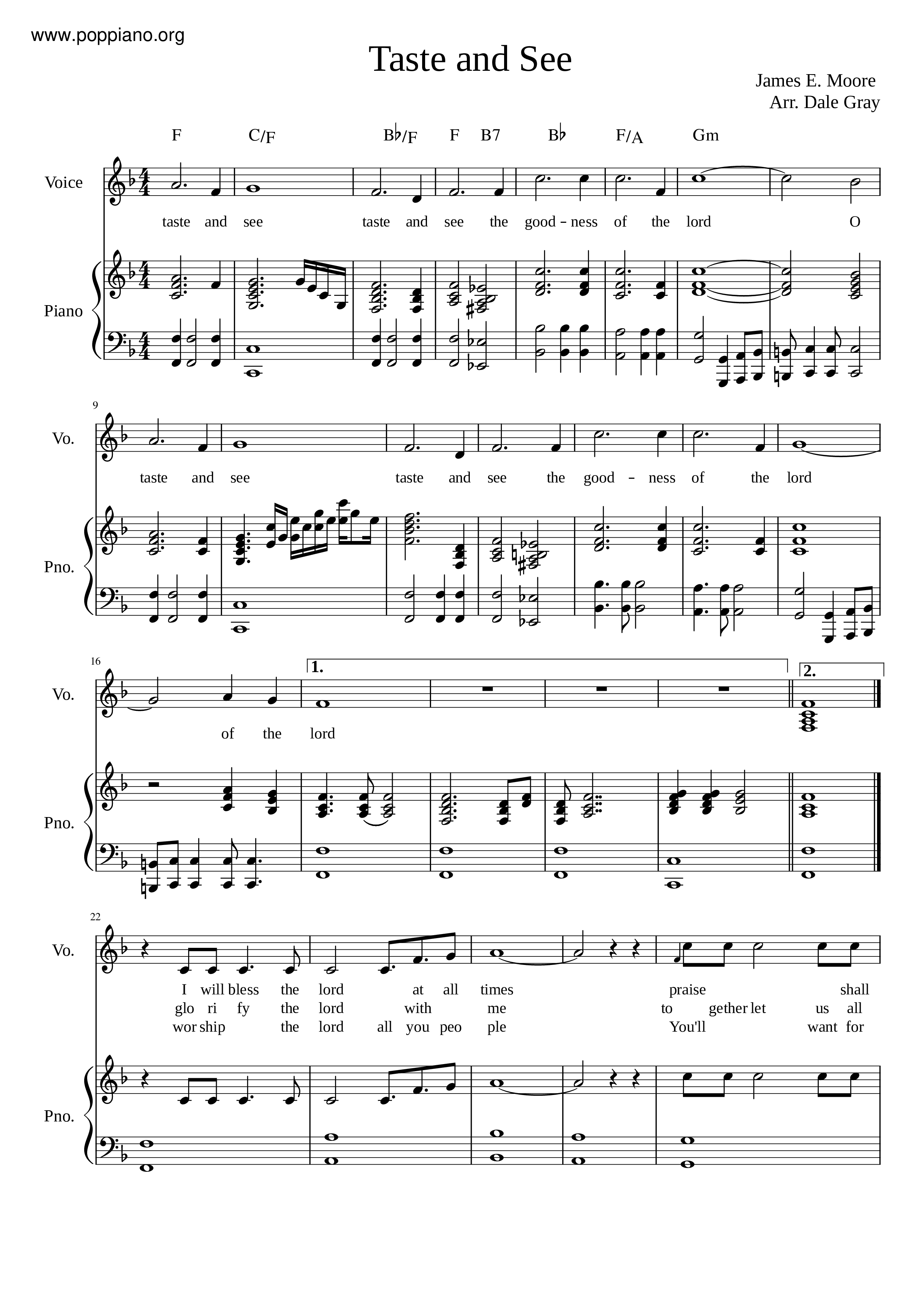 Taste And See (Psalm 34)琴谱