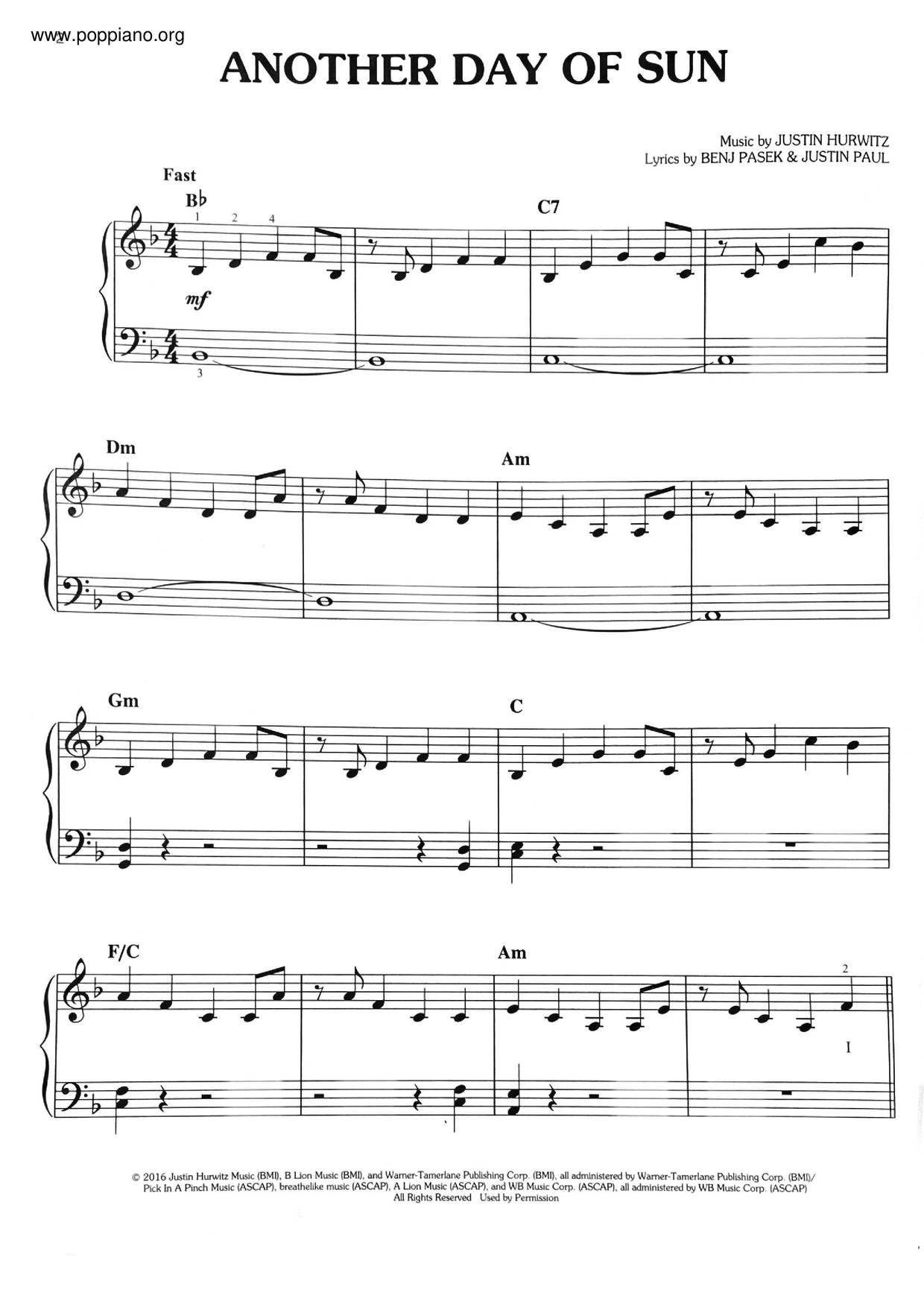 La La Land - Another Day Of Sun琴谱