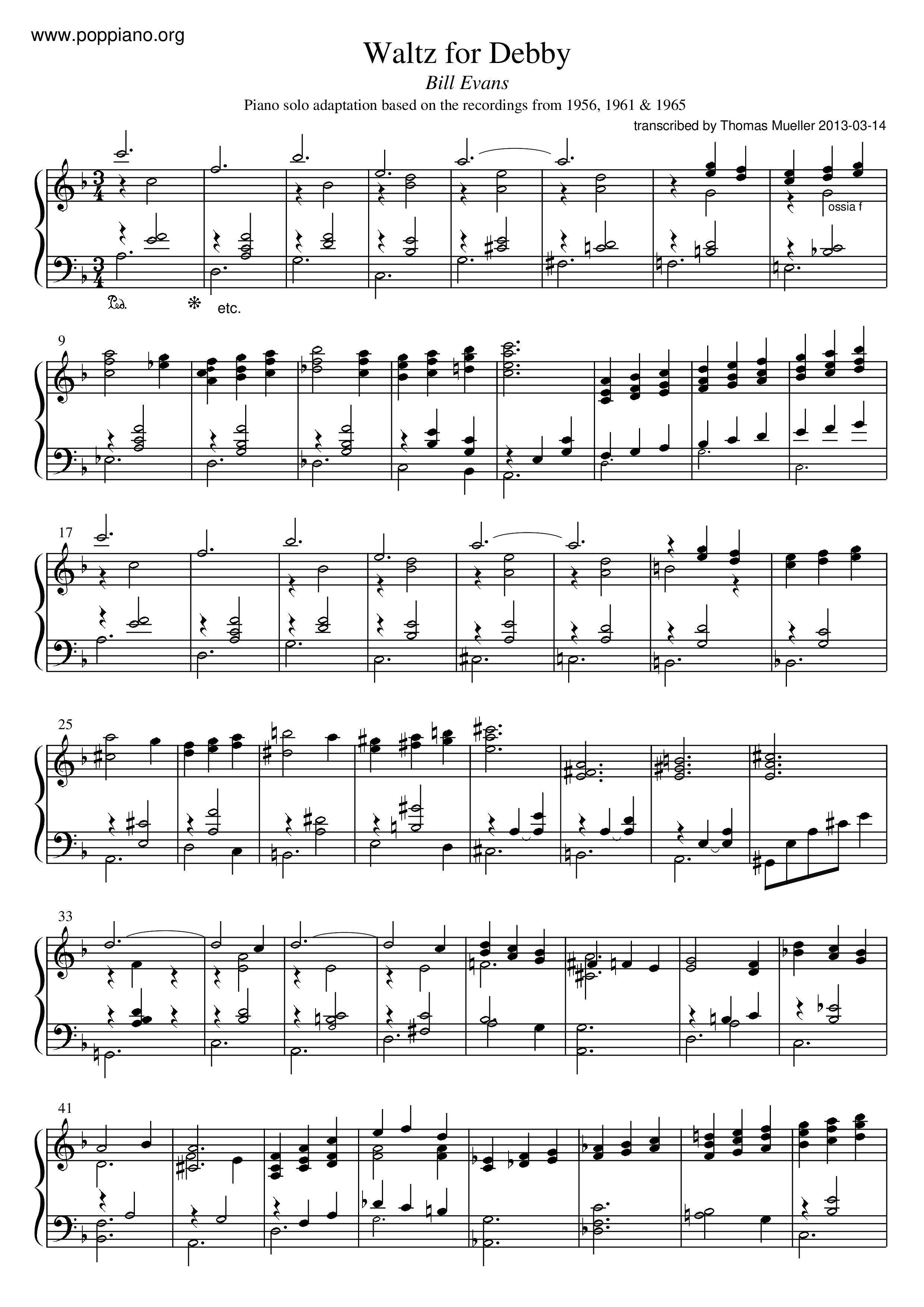 Waltz For Debby琴谱