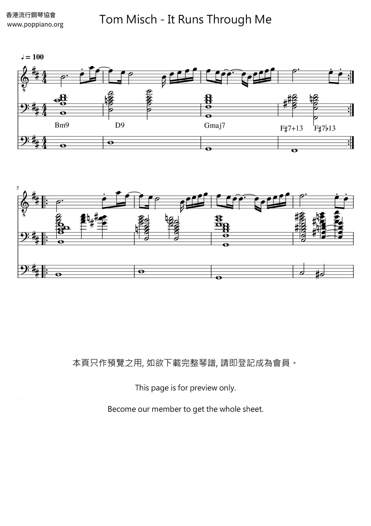 It Runs Through Me琴谱