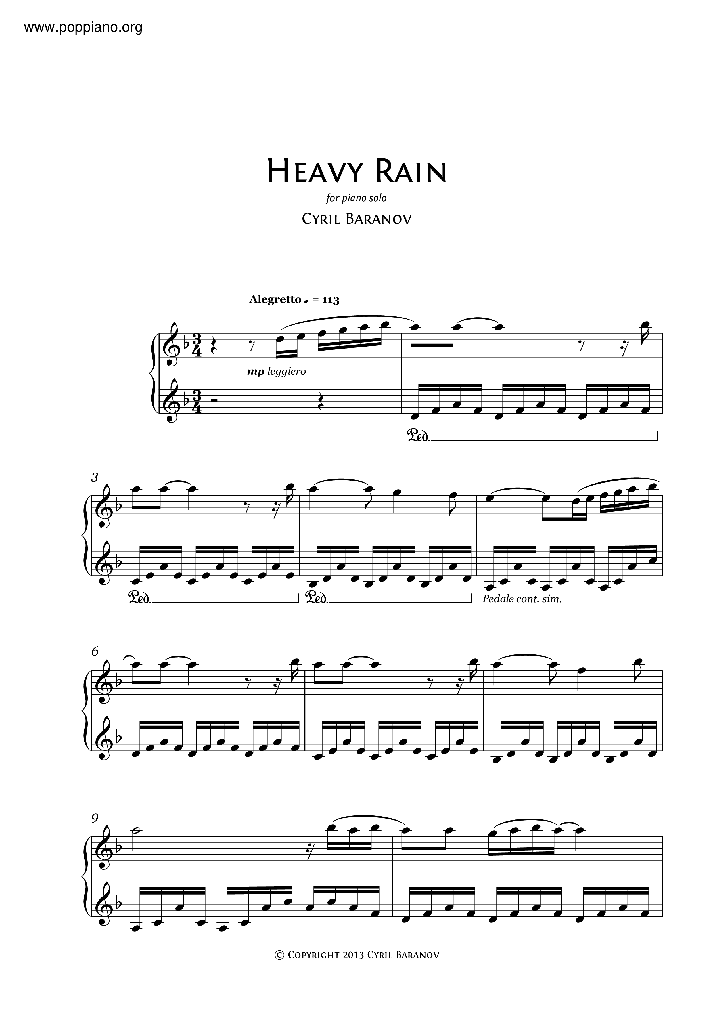 Heavy Rain琴谱