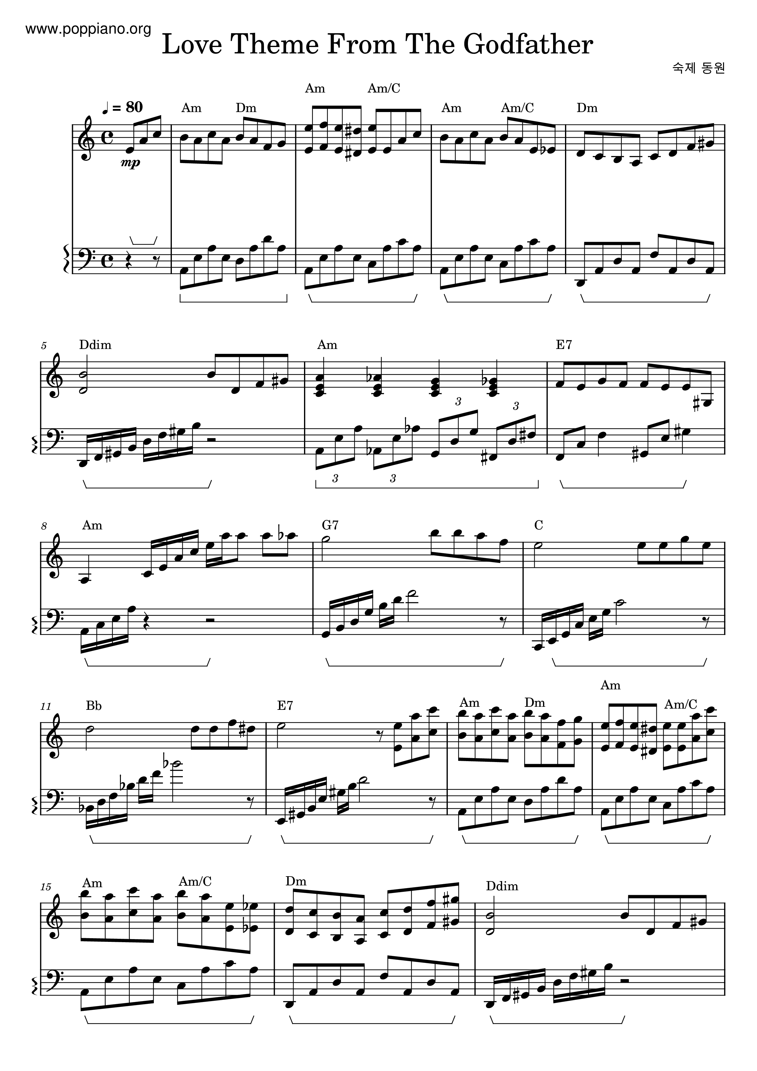 Love Theme From The Godfather (Speak Softly Love)琴谱