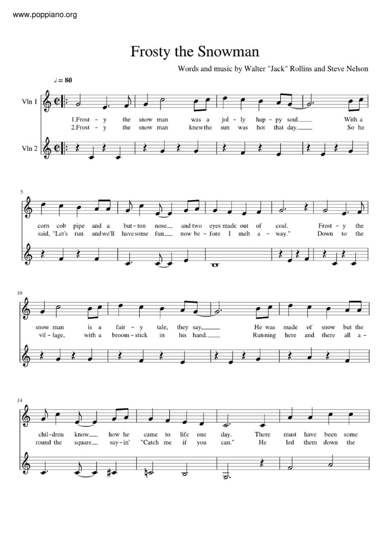 Christmas-Frosty the Snowman 小提琴谱pdf-香港流行钢琴协会琴谱下载 ★