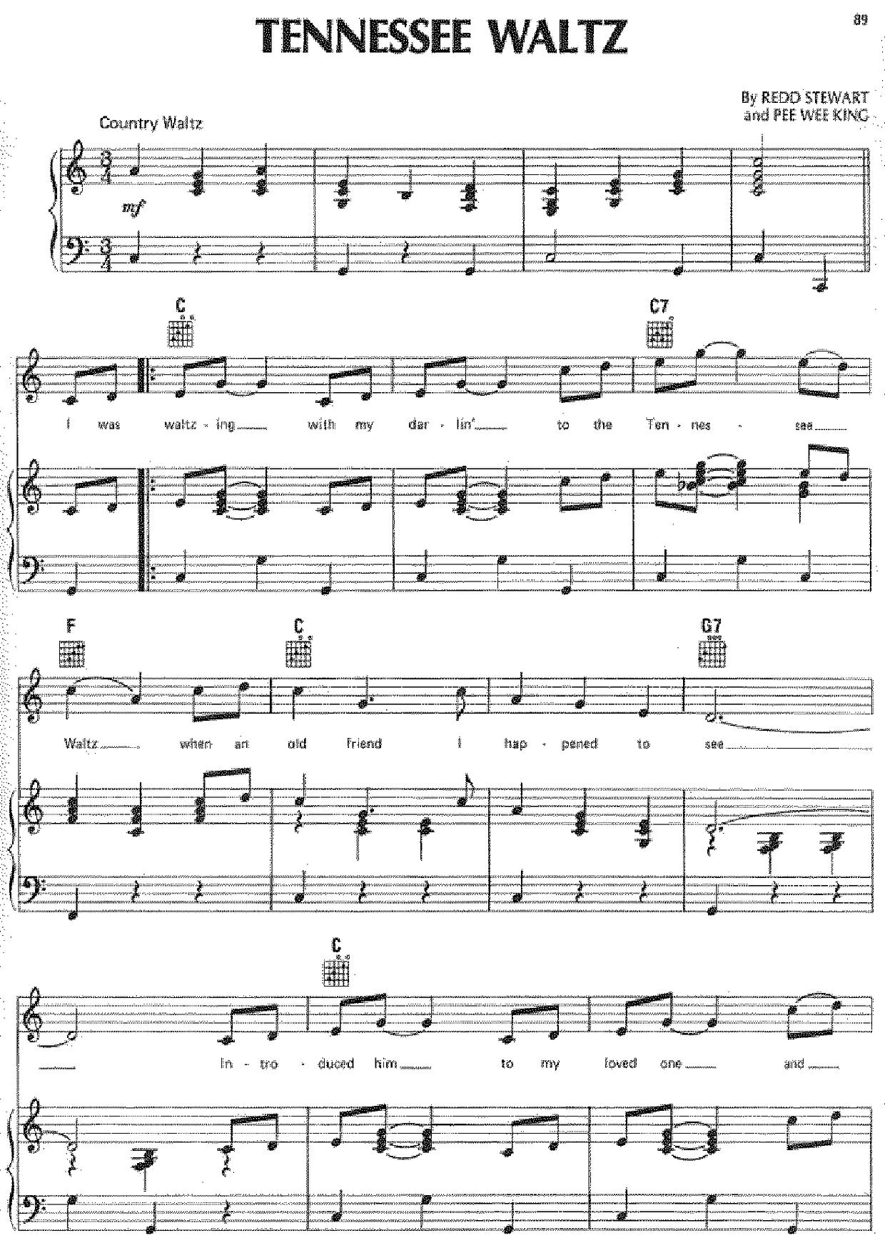 Tennessee Waltz琴谱