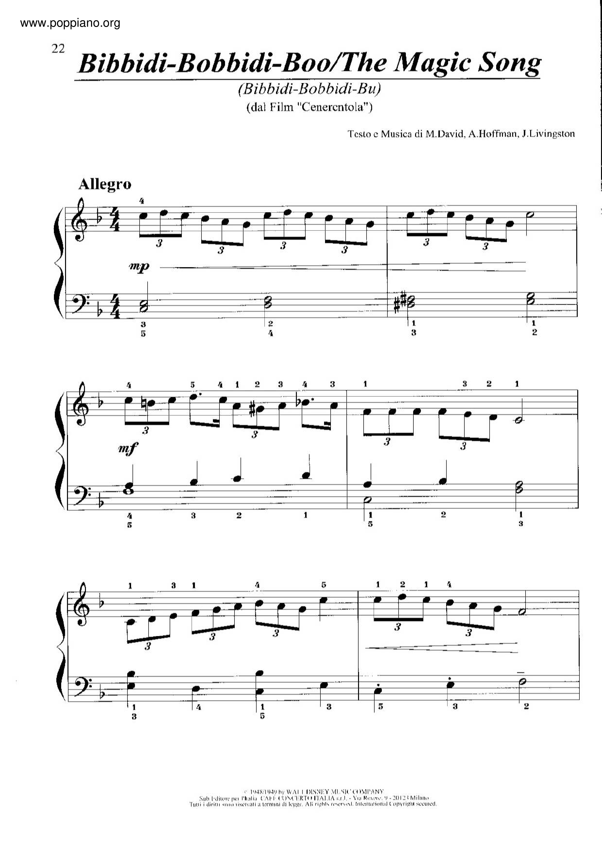Cinderella - The Magic Song琴谱