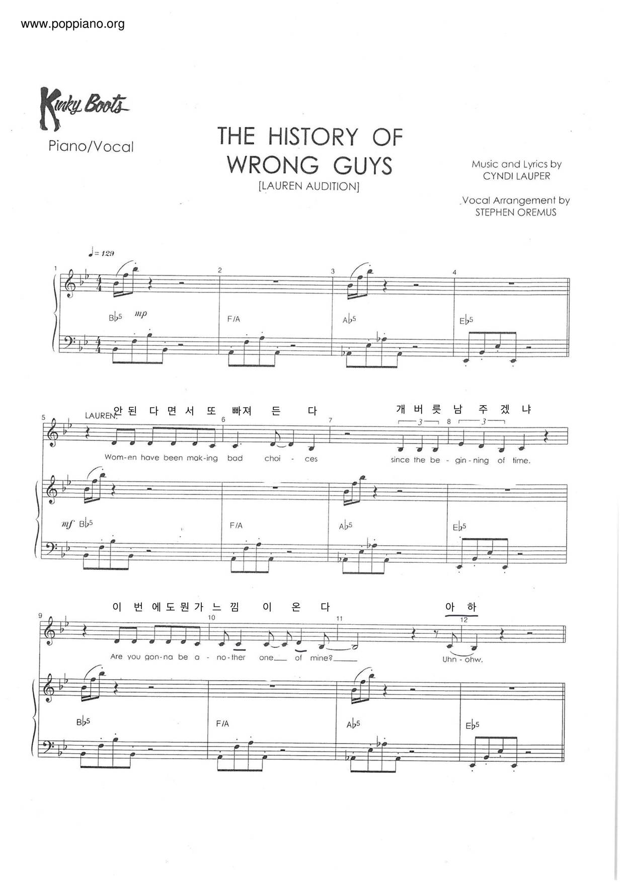The History Of Wrong Guys琴谱