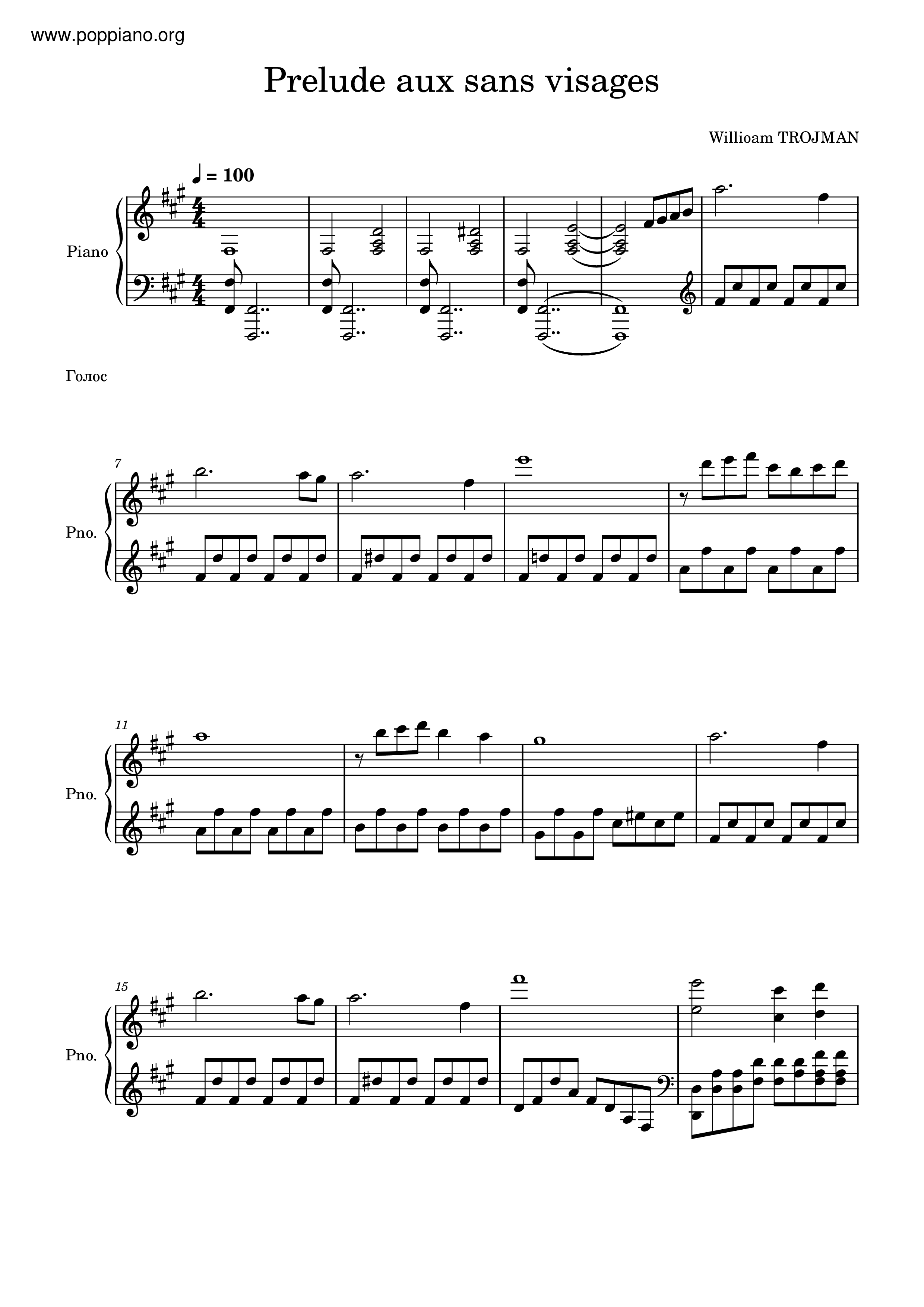 Prelude Aux Sans Visages琴谱