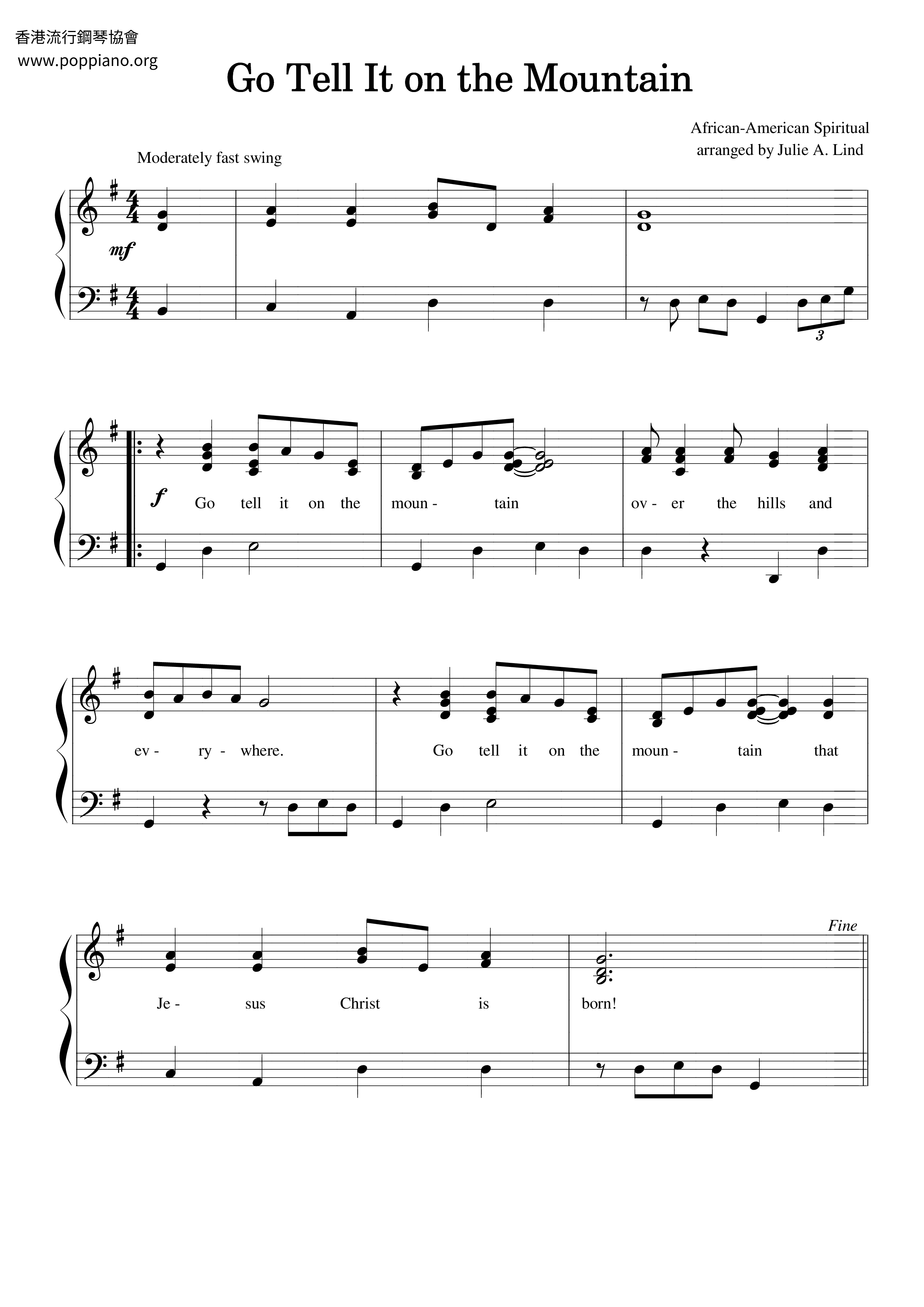Go Tell It On The Mountain琴谱