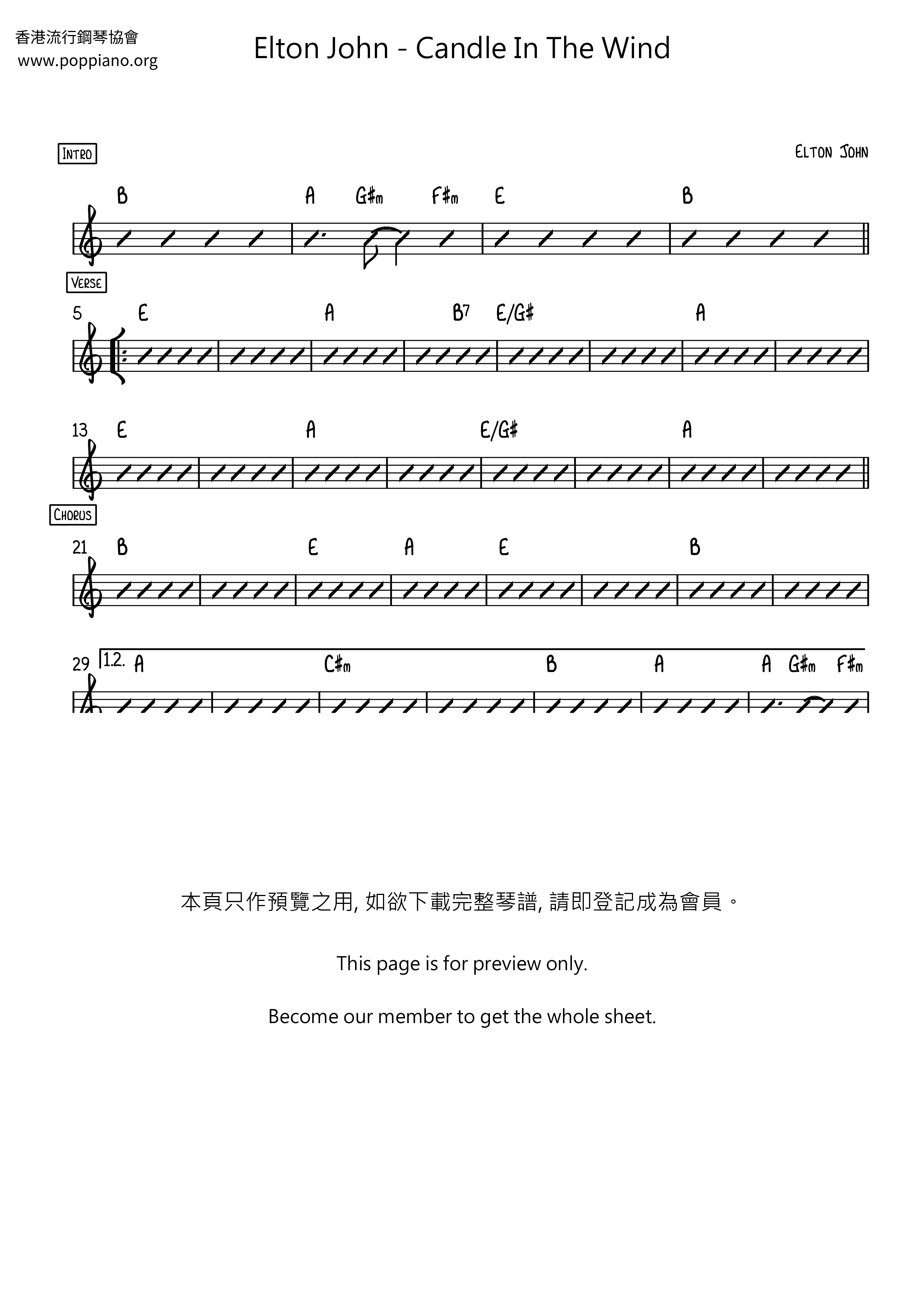 Candle In The Wind琴谱