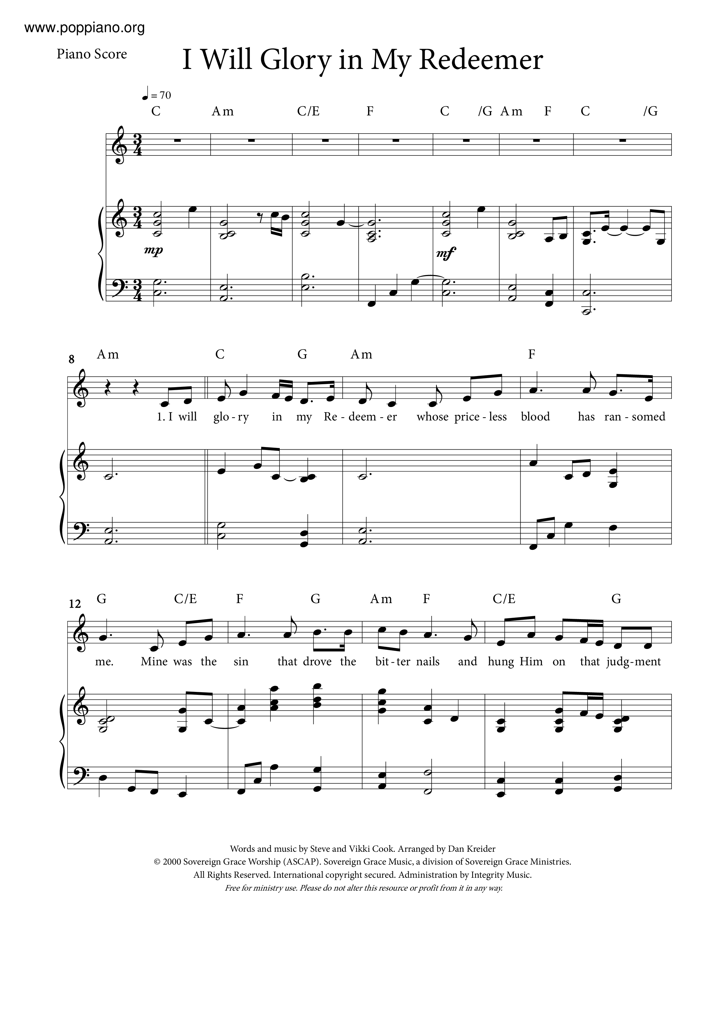 I Will Glory In My Redeemer琴谱