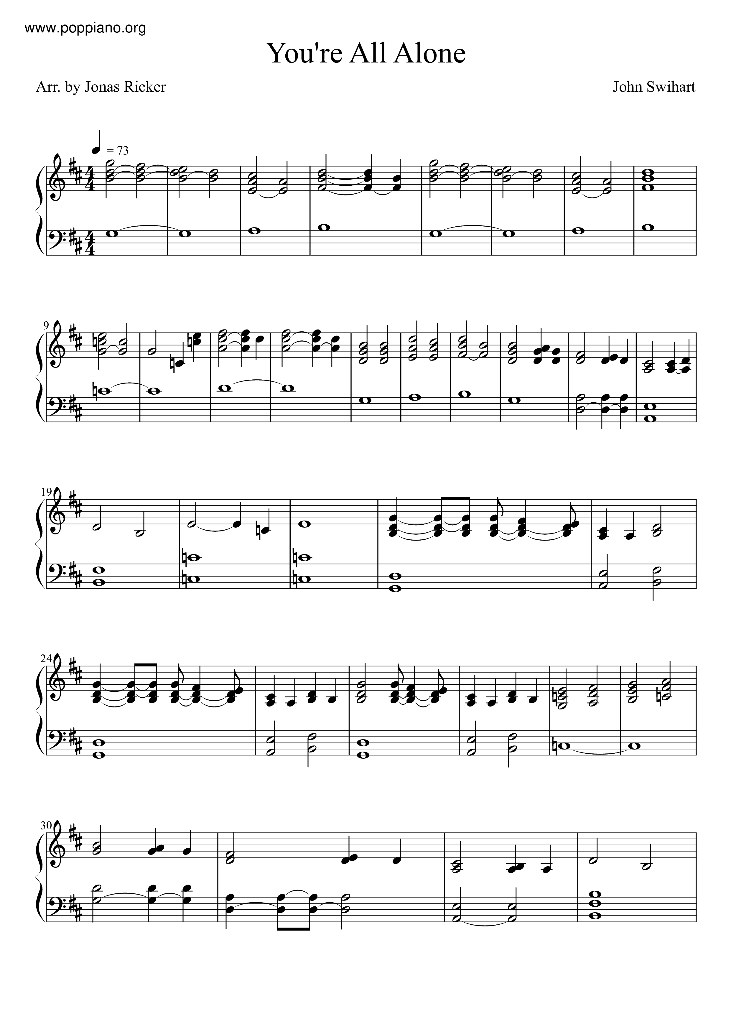 You're All Alone琴谱
