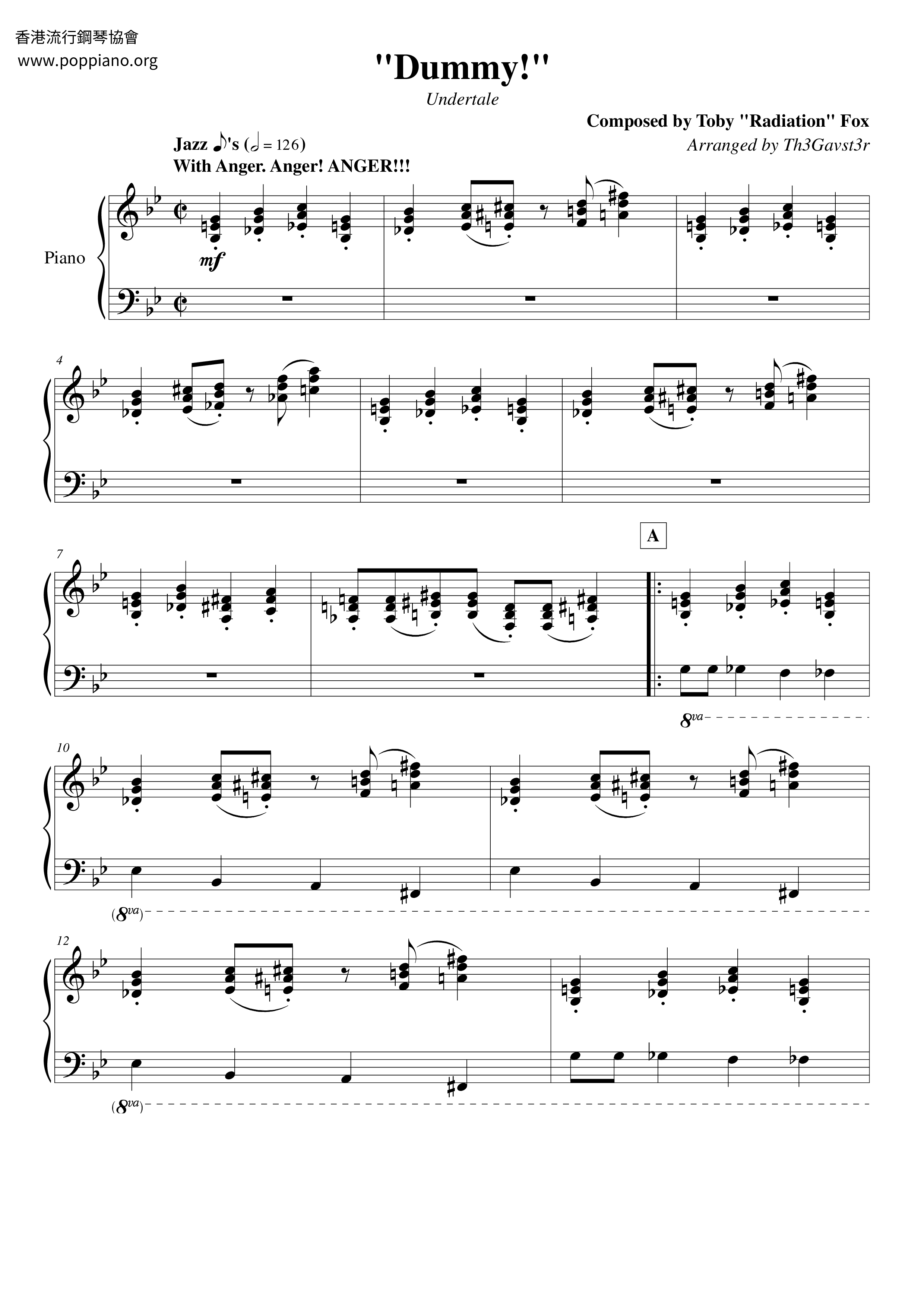 Undertale - Dummy琴谱