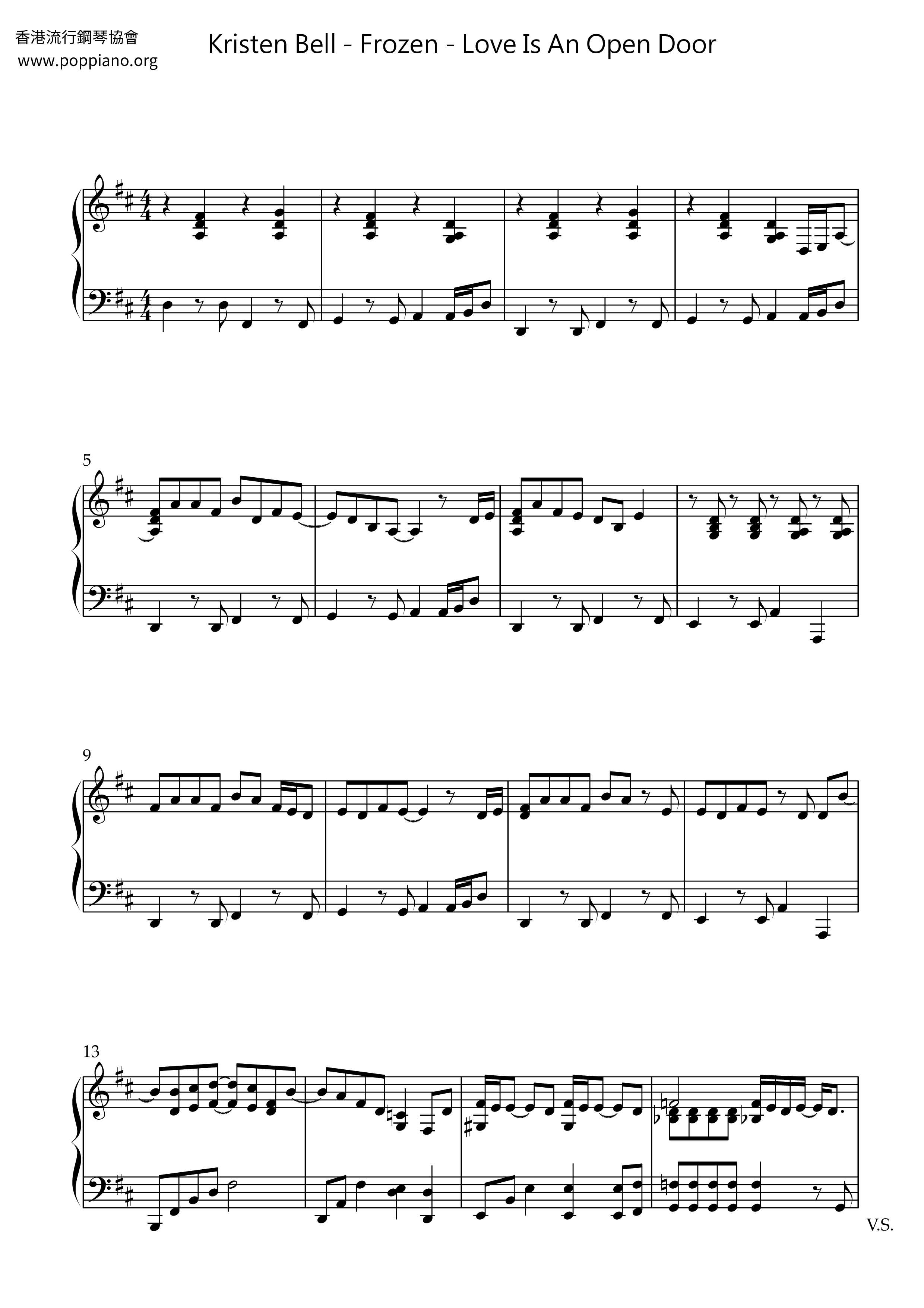 Frozen - Love Is An Open Door琴谱