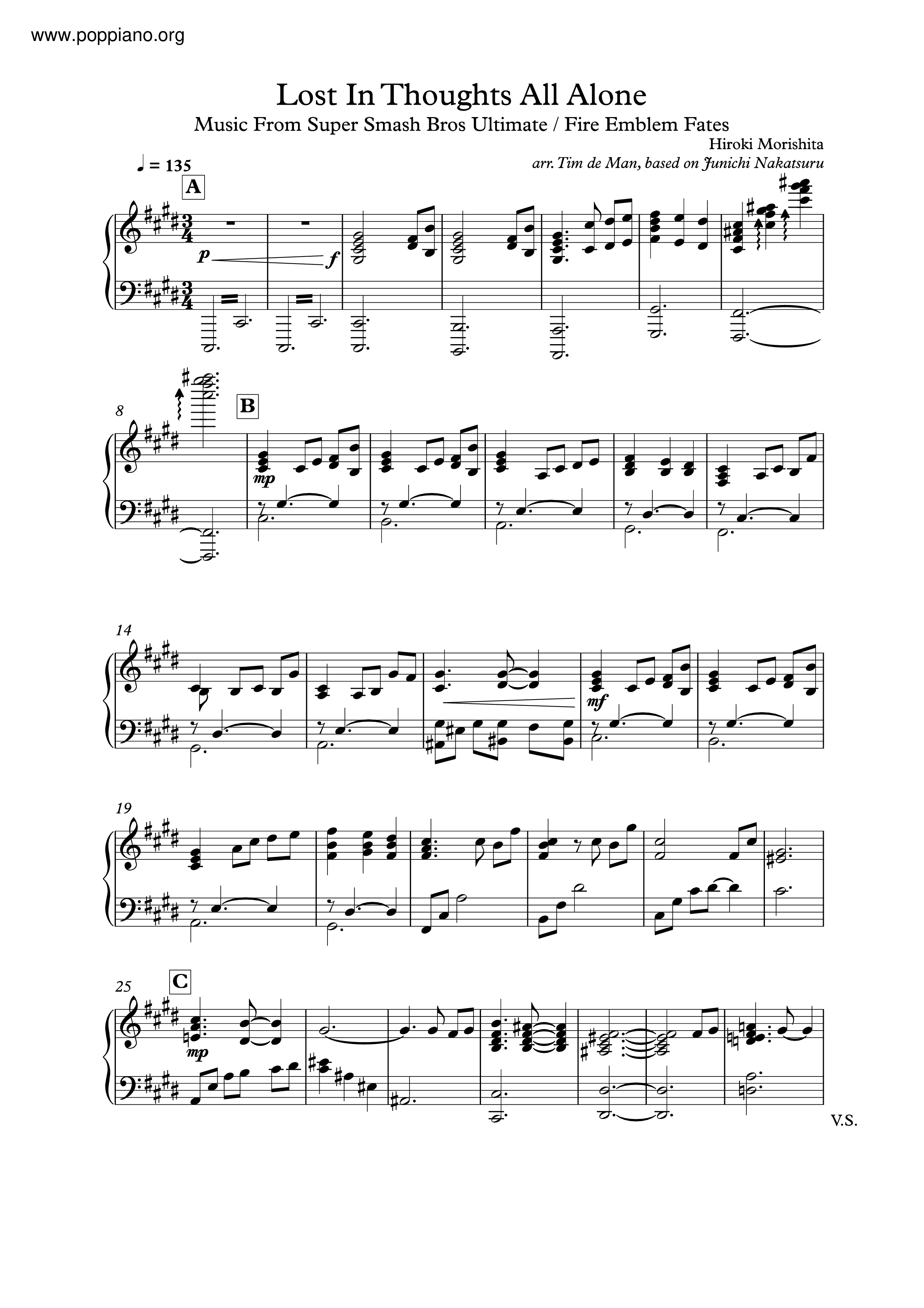 Lost in Thoughts All Alone (From "Fire Emblem Fates")琴谱