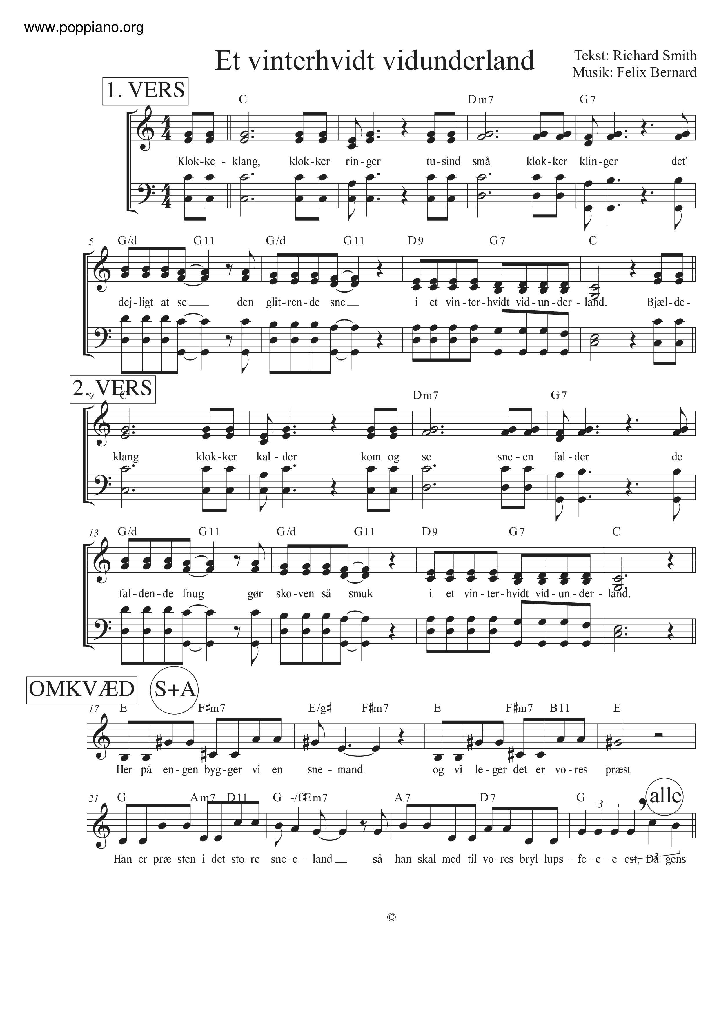 Et Vinterhvidt Vidunderland琴谱