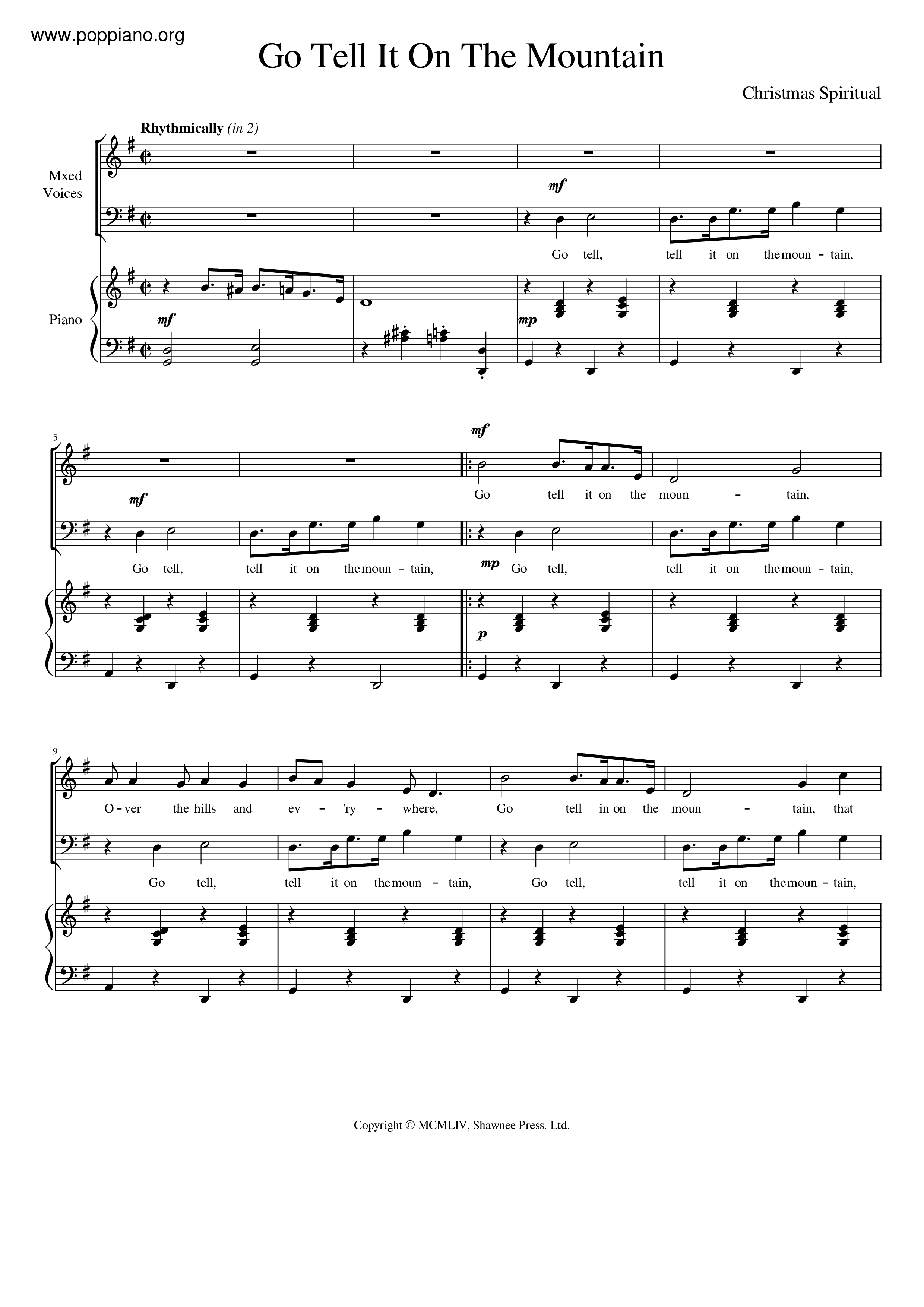 Go Tell It On The Mountain琴谱