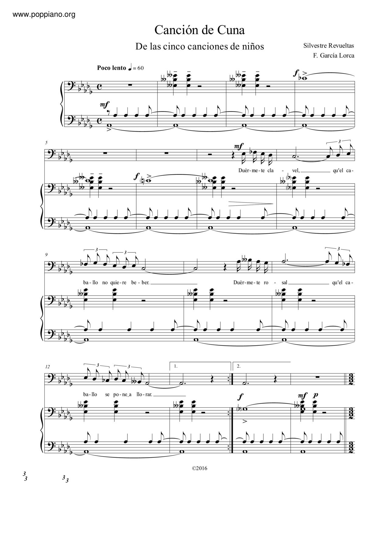 Canción de cuna琴谱
