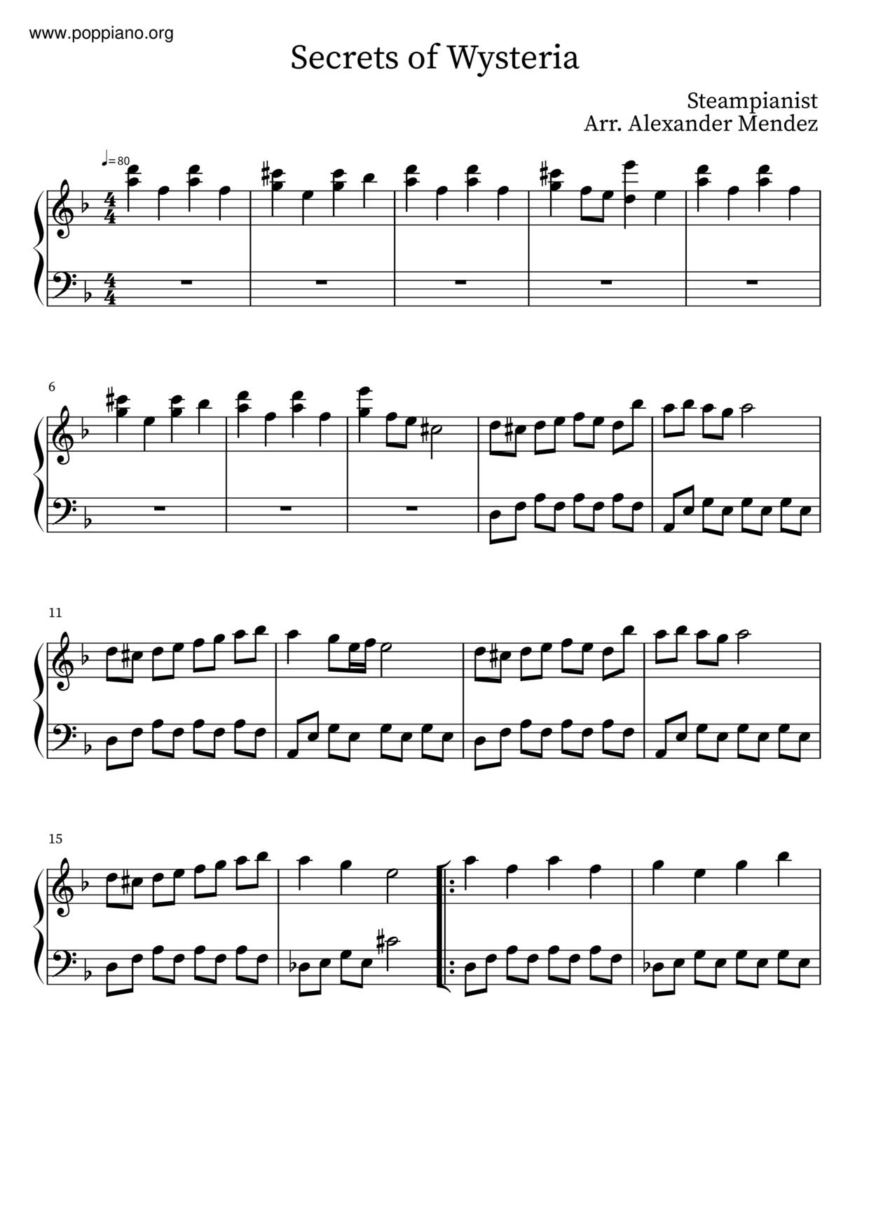 Secrets Of Wysteria琴谱