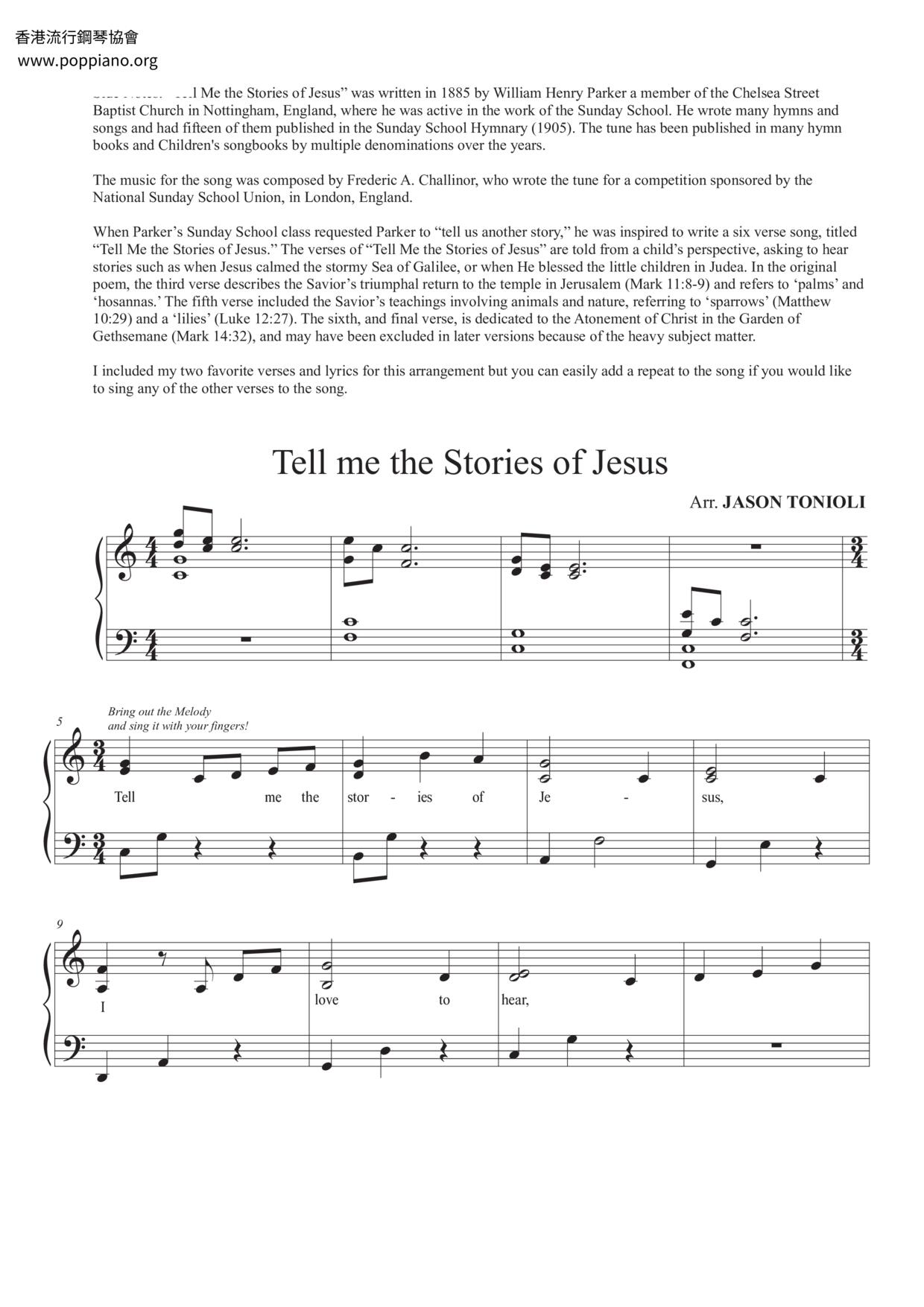 Tell Me The Stories Of Jesus琴谱