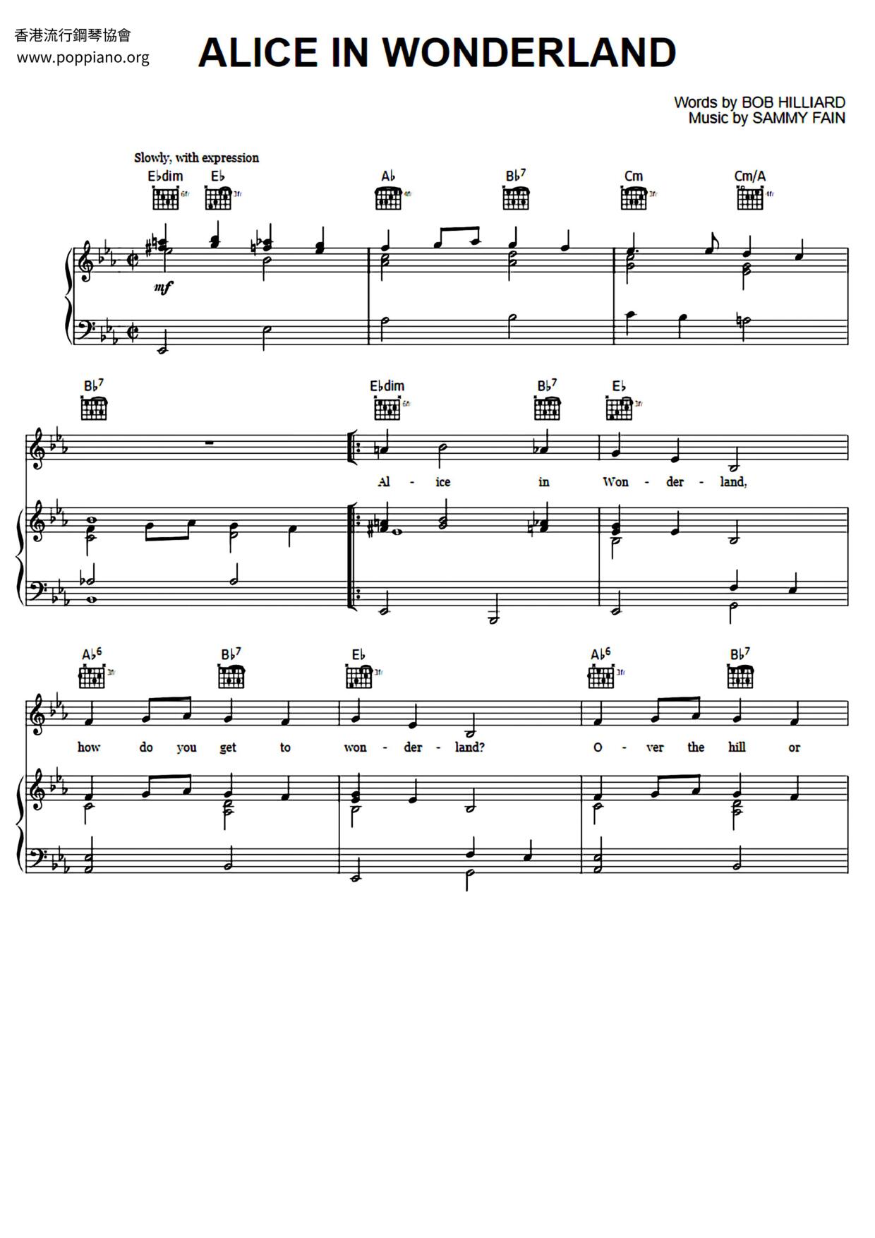 Alice In Wonderland - Alice's Theme琴谱