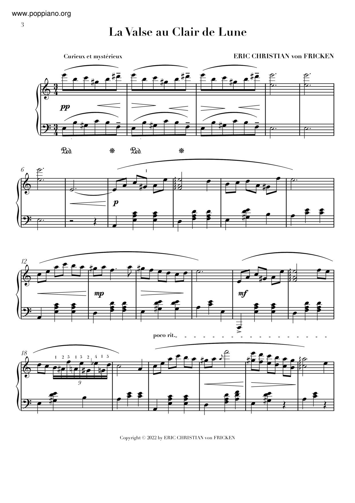 La Valse Au Clair De Lune琴谱