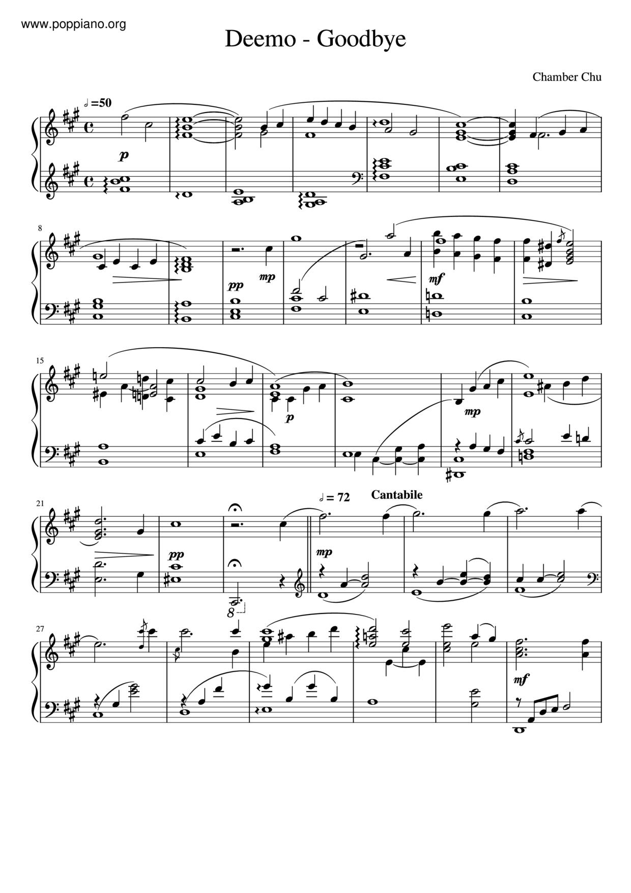 Deemo - Goodbye琴谱