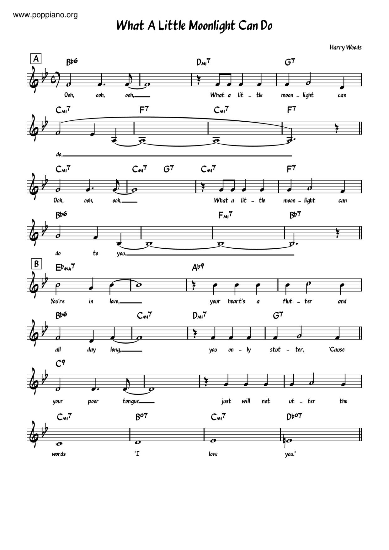 What A Little Moonlight Can Do琴谱
