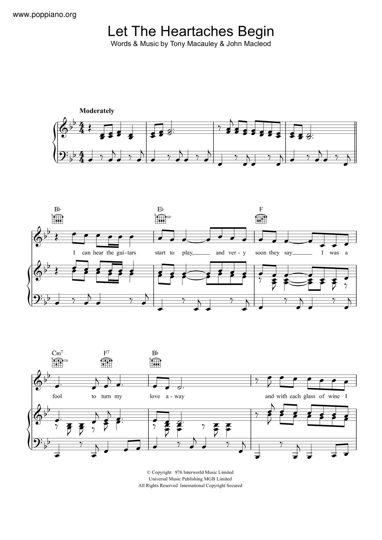 Let the Heartaches Begin琴谱