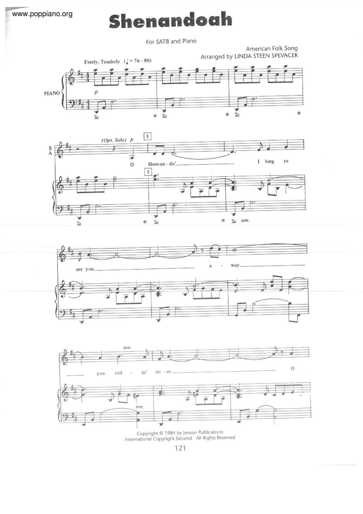 Shenandoah琴谱