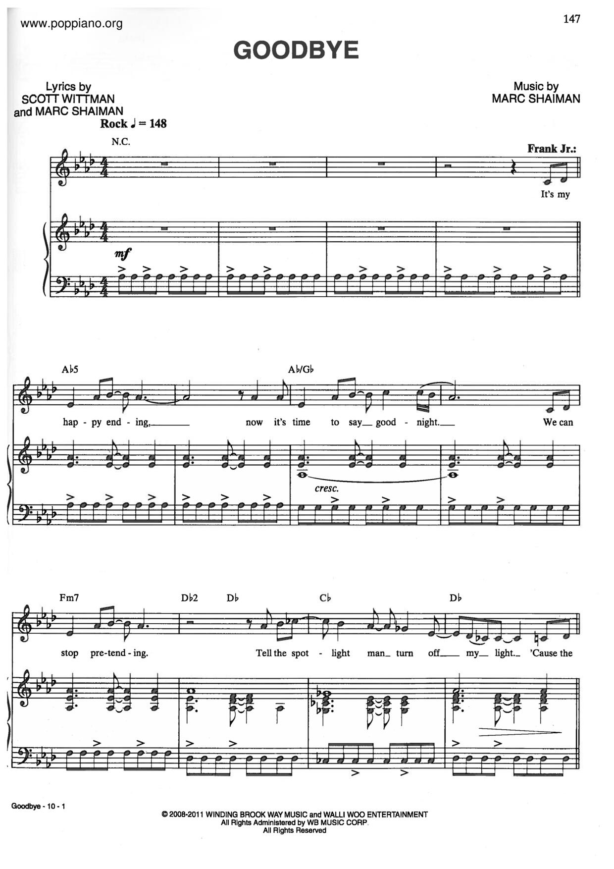 Goodbye Catch Me If You Can琴谱