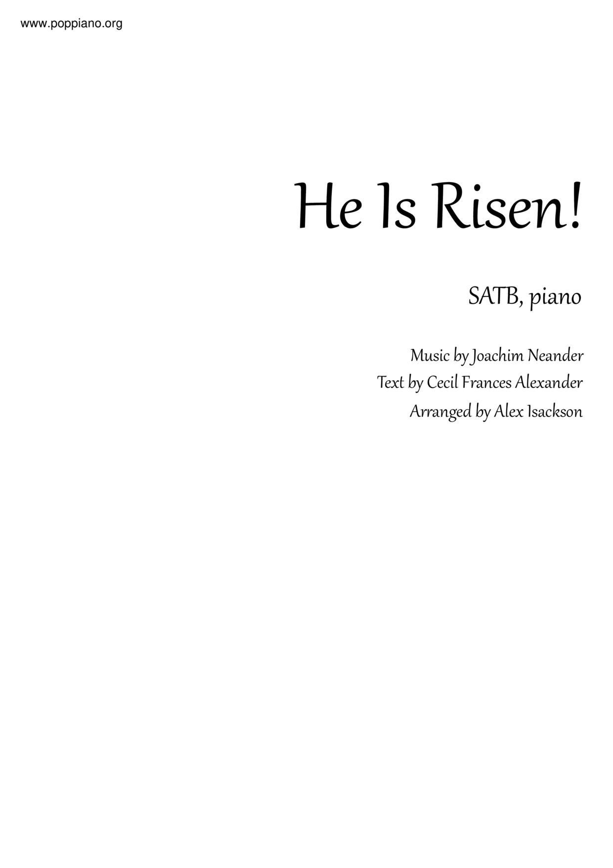 ★ 诗歌He Is Risen 琴谱/五线谱pdf香港流行钢琴协会琴谱下载 ★
