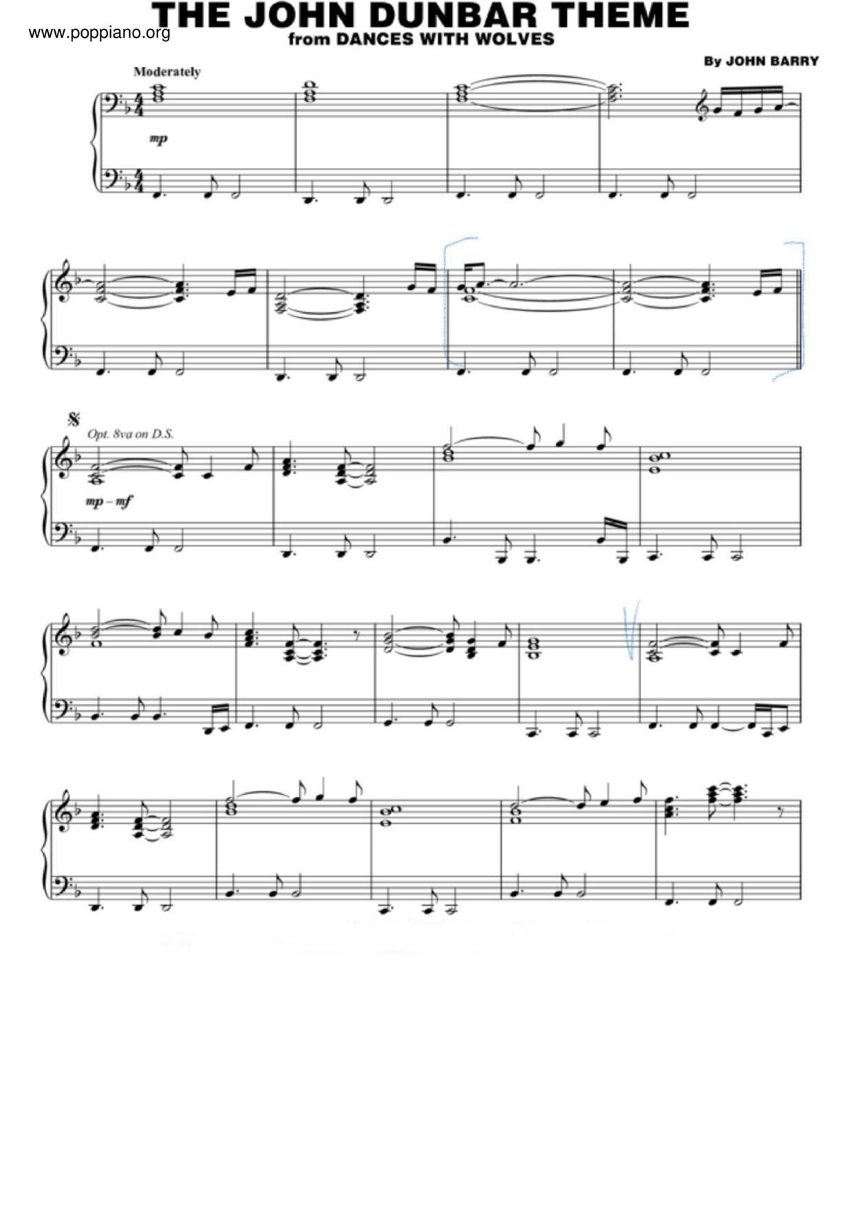 The John Dunbar Theme (From Dances With Wolves)琴谱