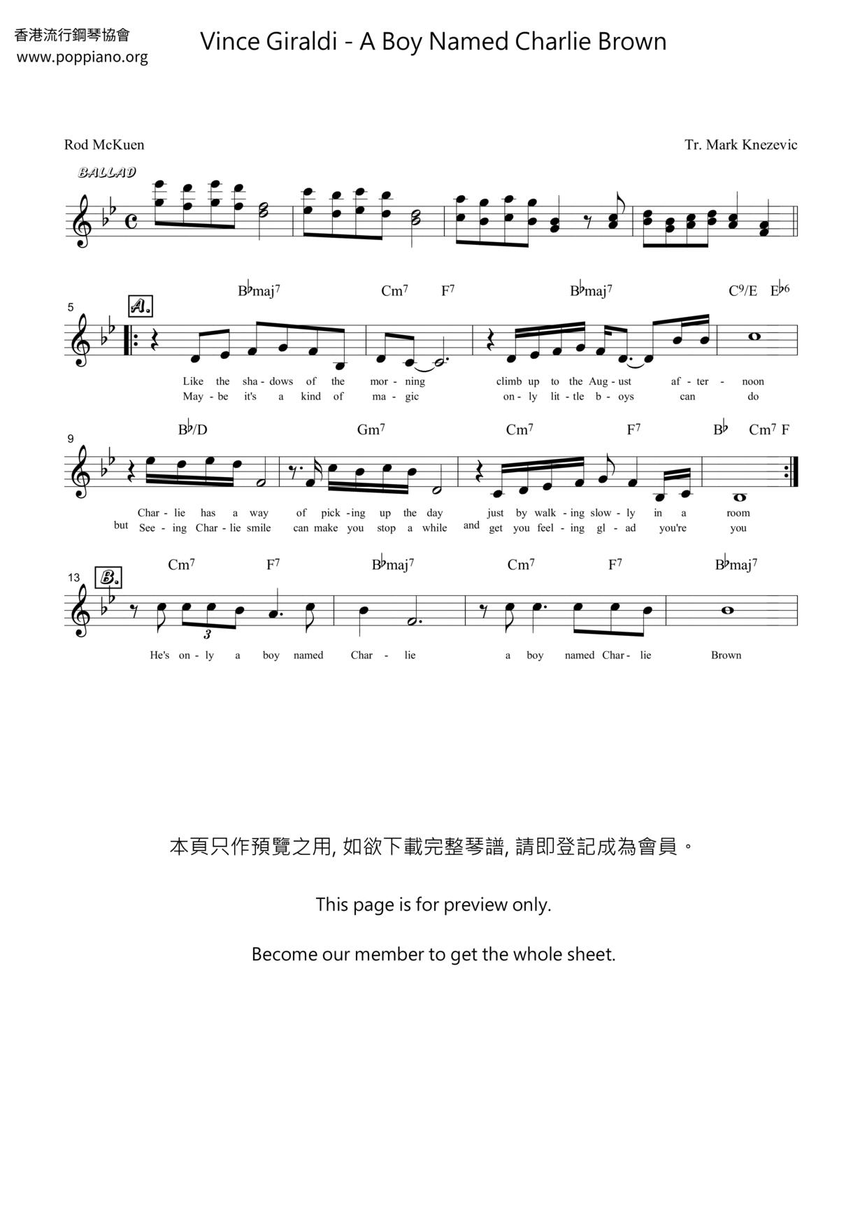 A Boy Named Charlie Brown琴谱