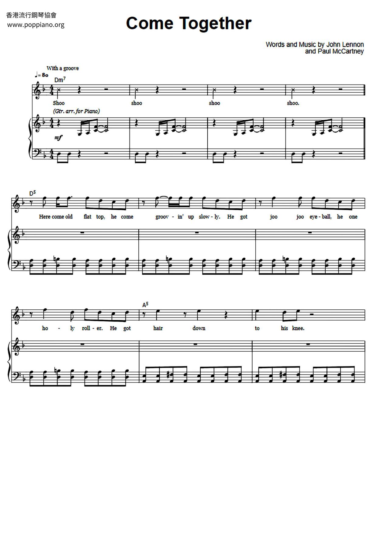 Come Together琴谱