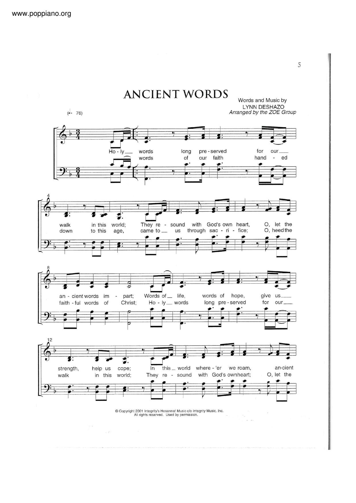 Ancient Words琴谱